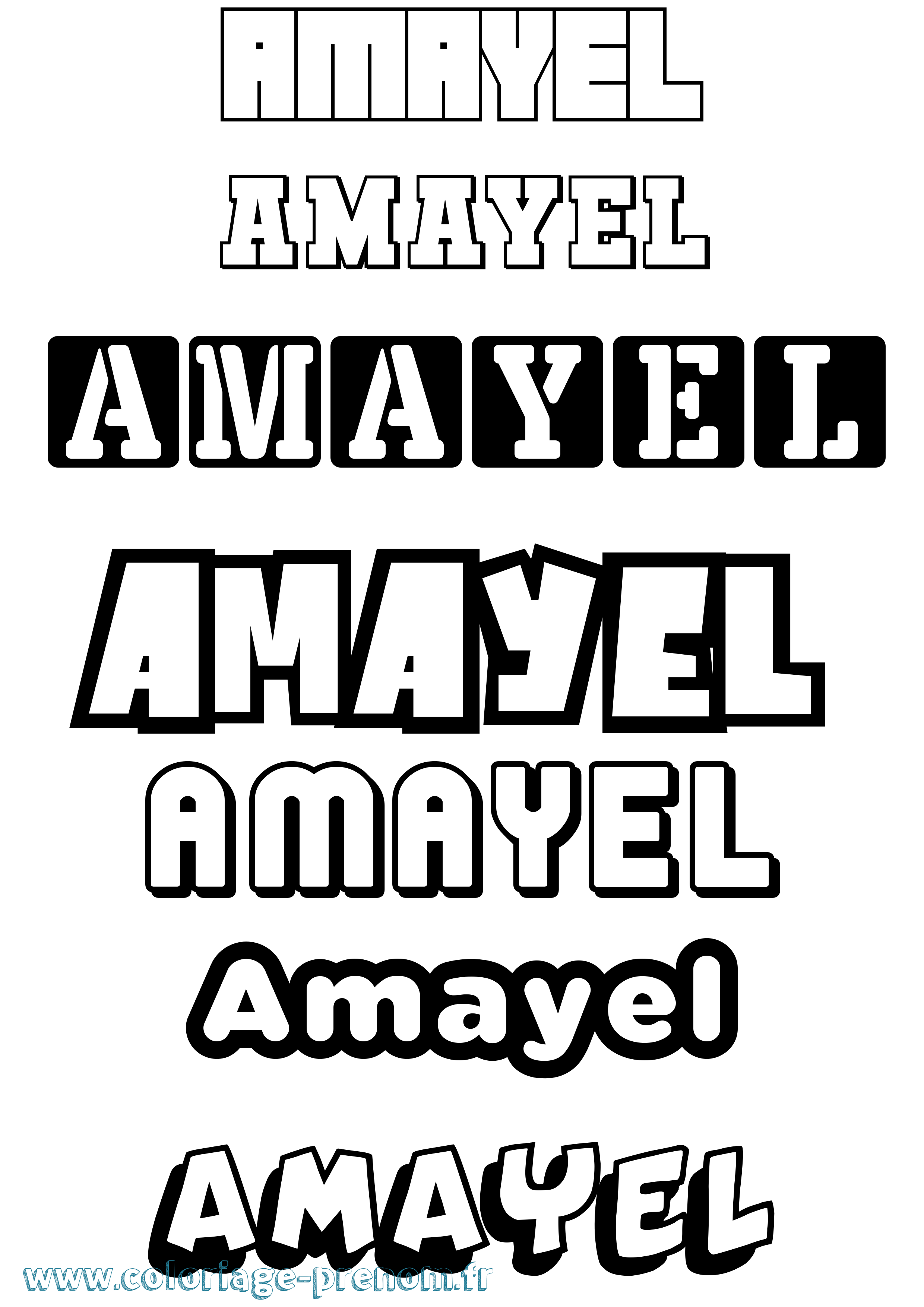 Coloriage prénom Amayel Simple