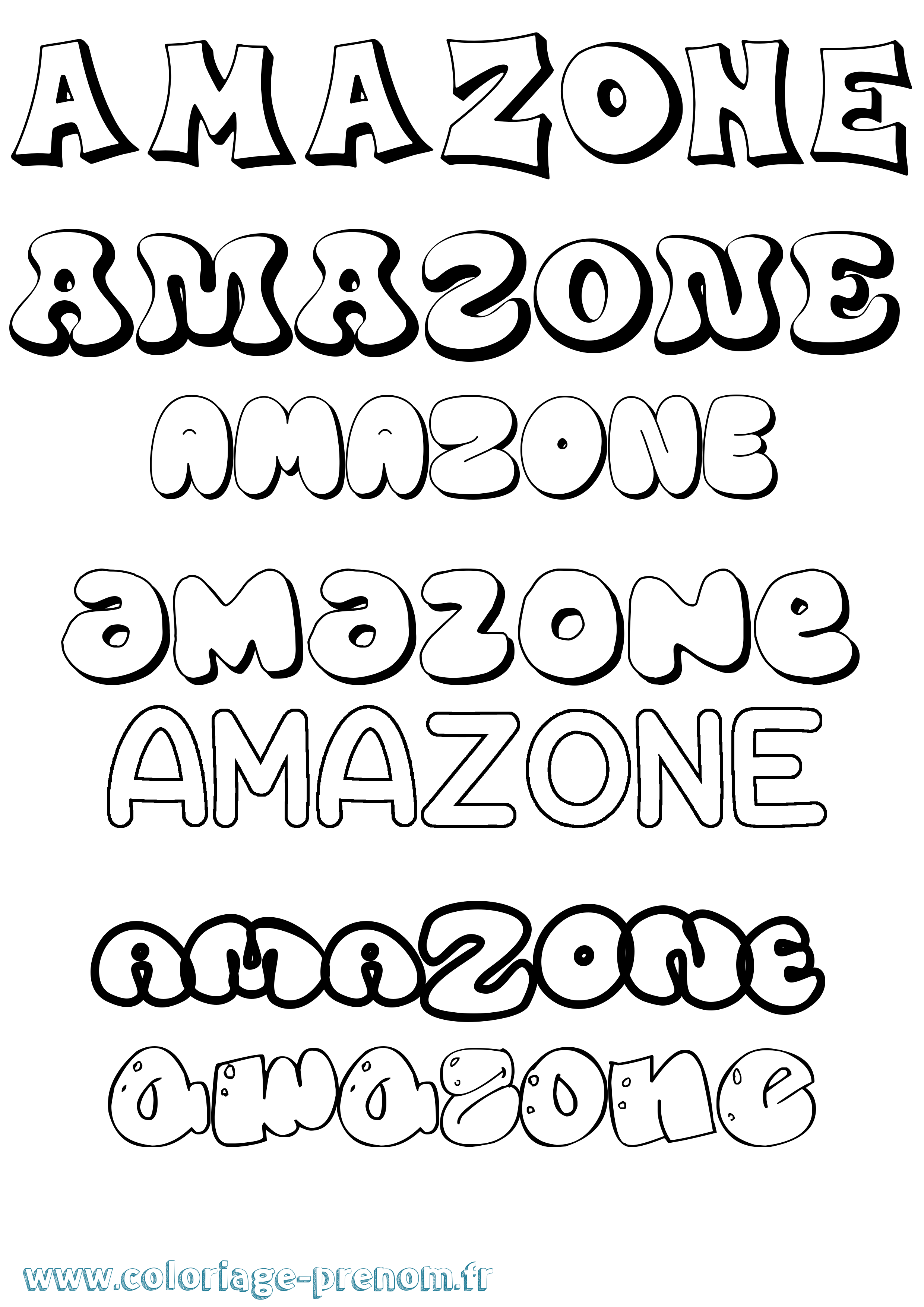 Coloriage prénom Amazone Bubble