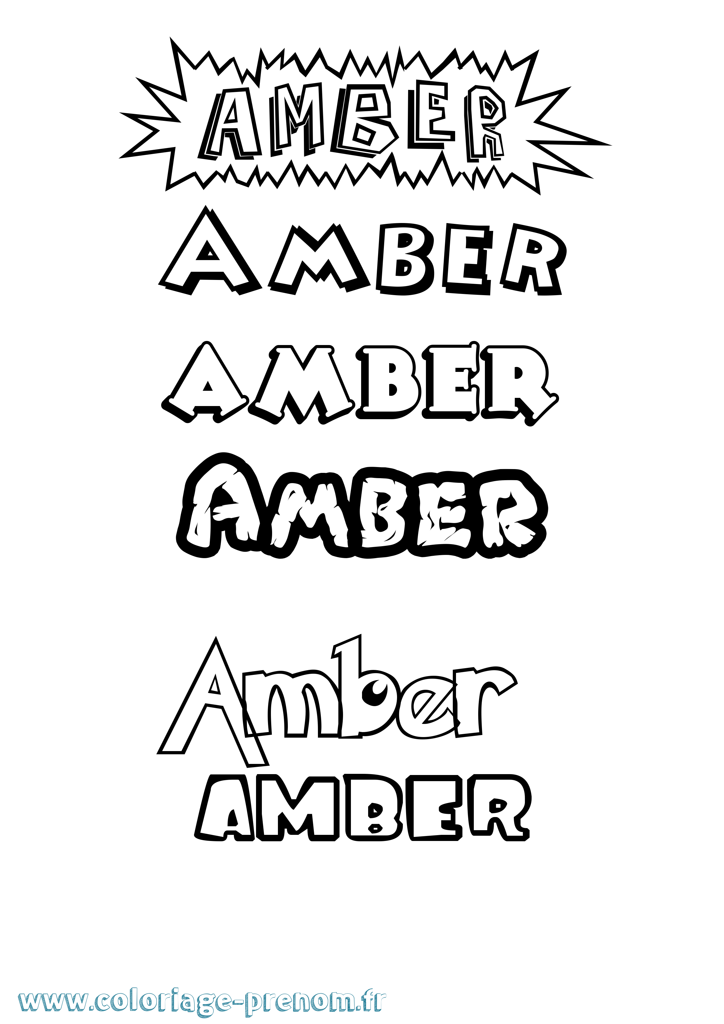 Coloriage prénom Amber Dessin Animé