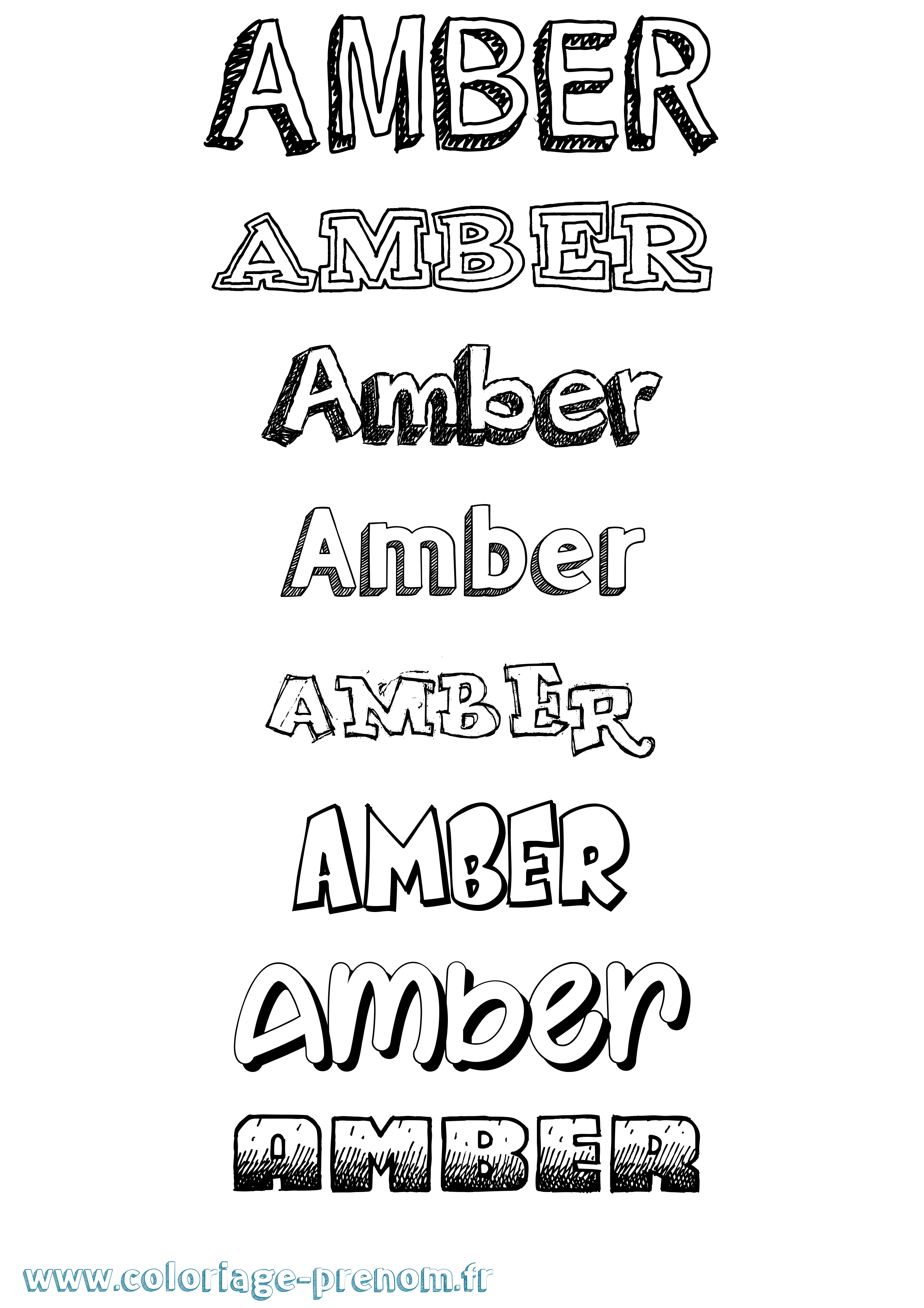 Coloriage prénom Amber Dessiné