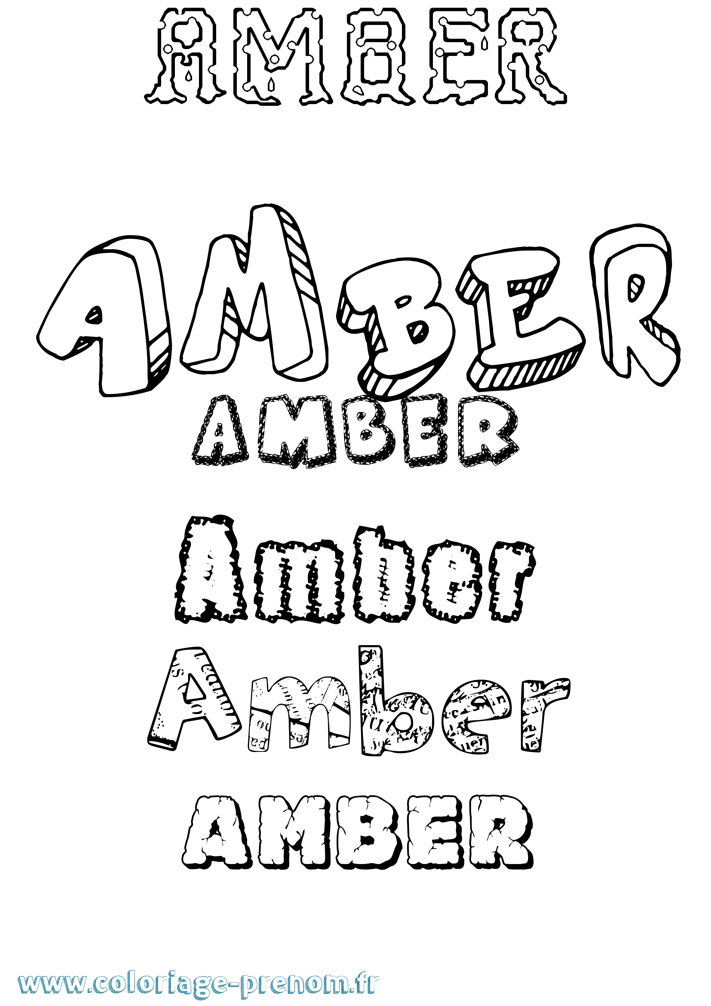 Coloriage prénom Amber Destructuré