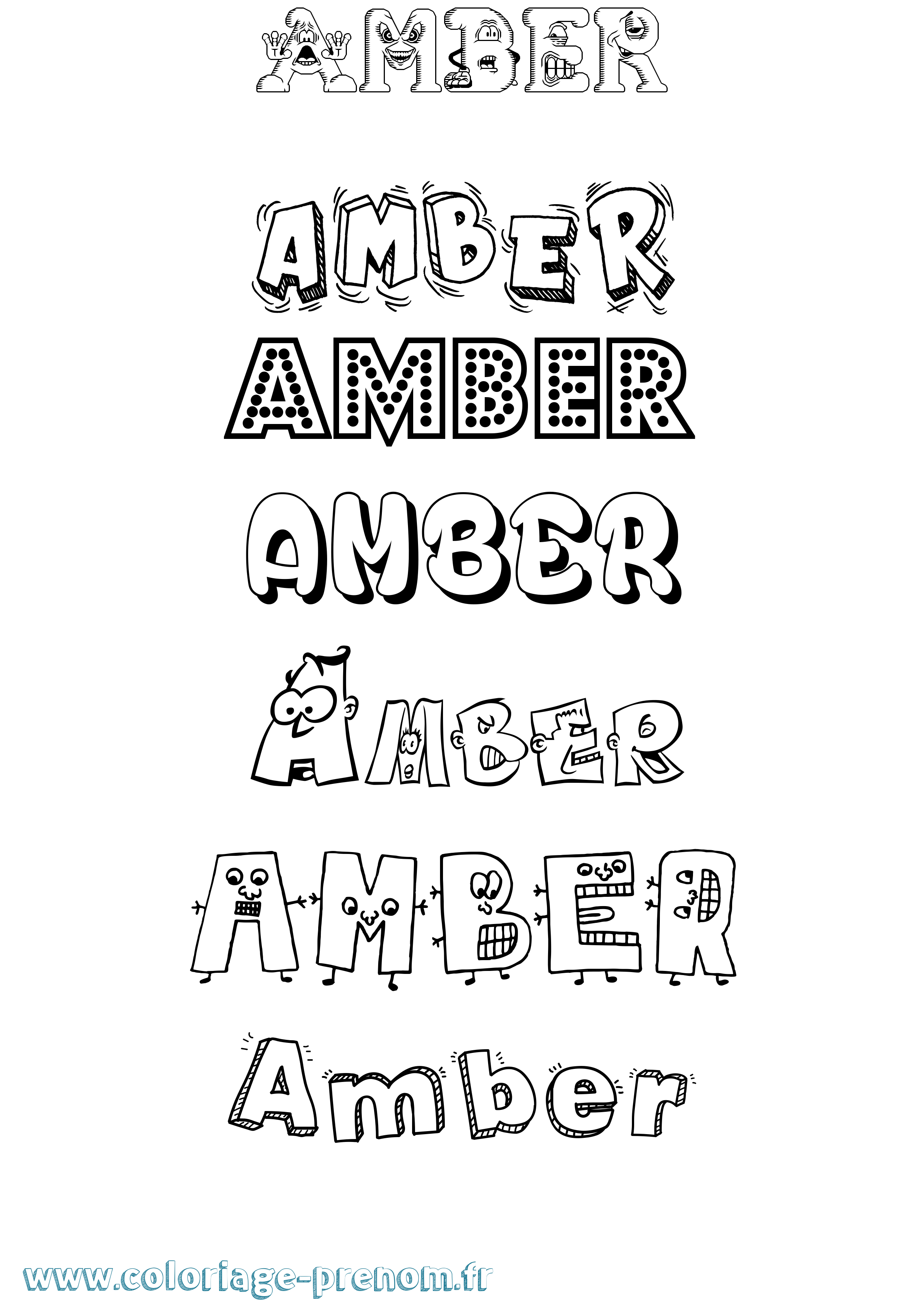 Coloriage prénom Amber Fun