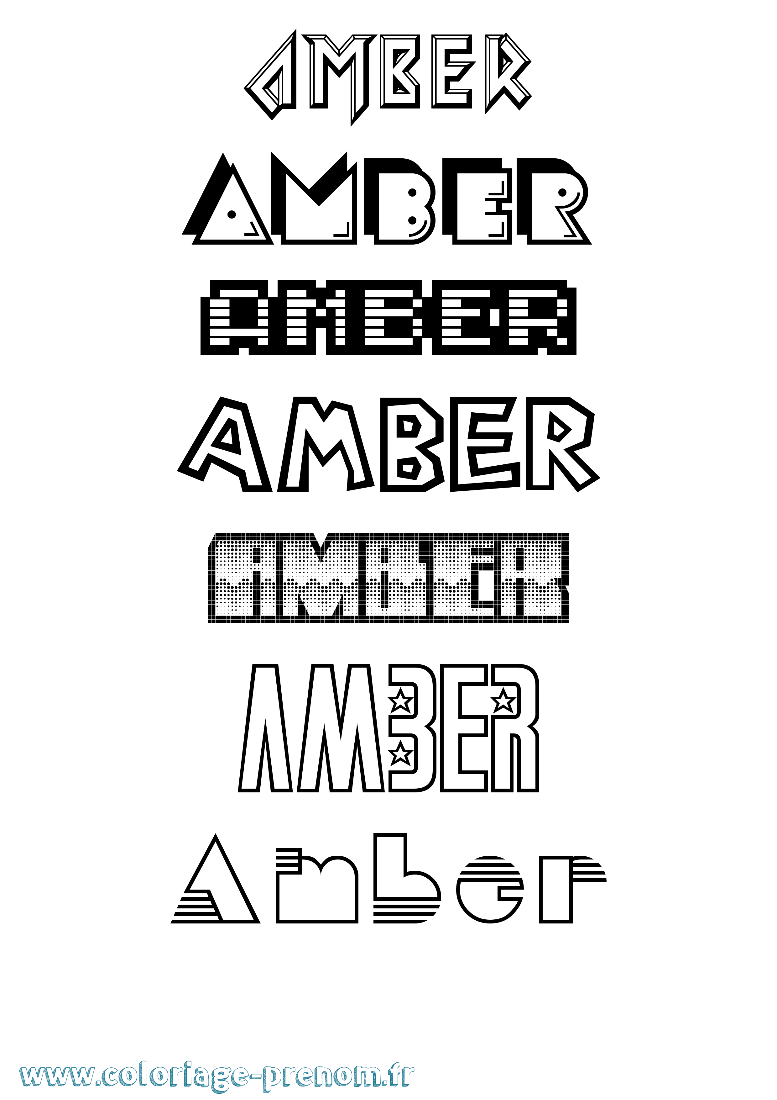 Coloriage prénom Amber Jeux Vidéos