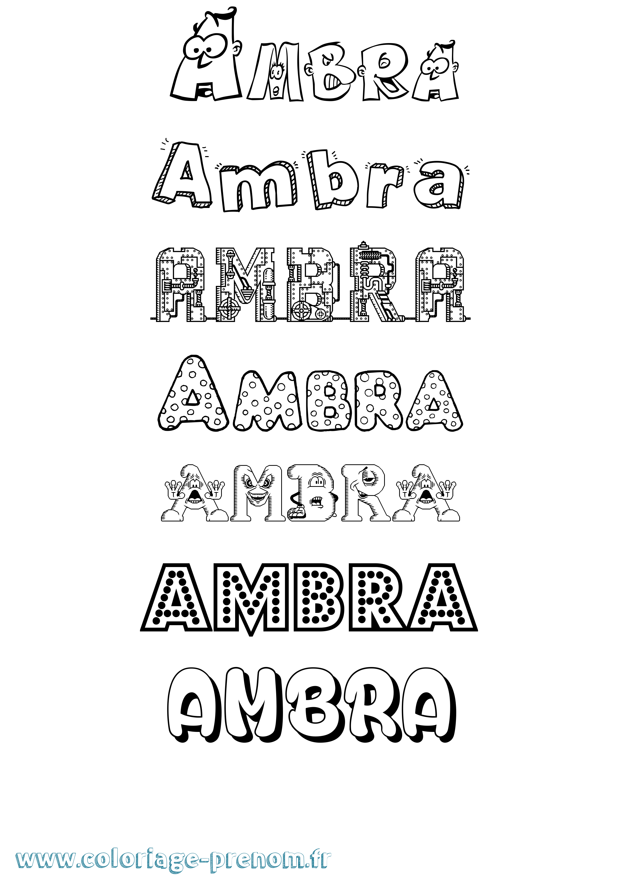 Coloriage prénom Ambra Fun