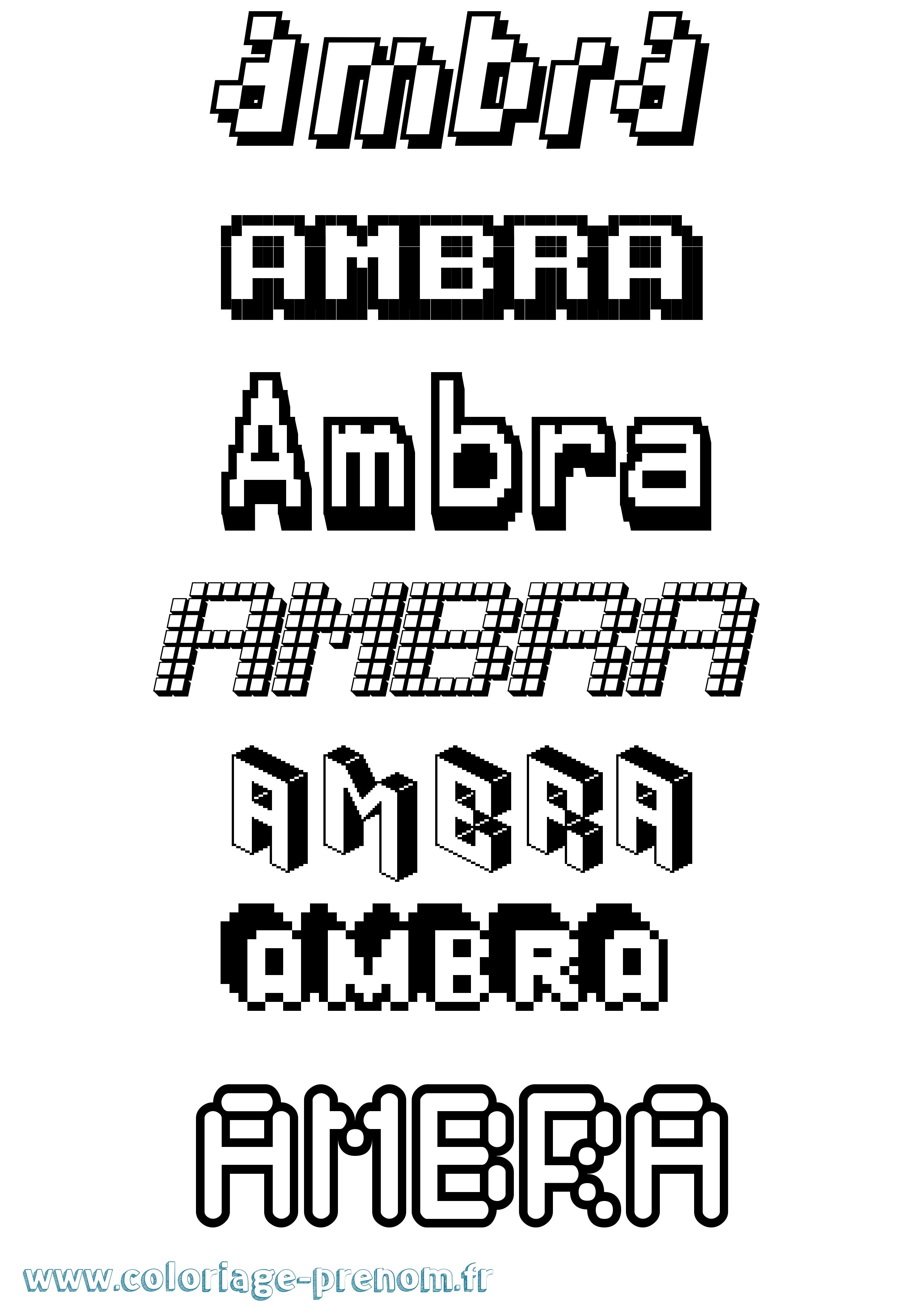 Coloriage prénom Ambra Pixel