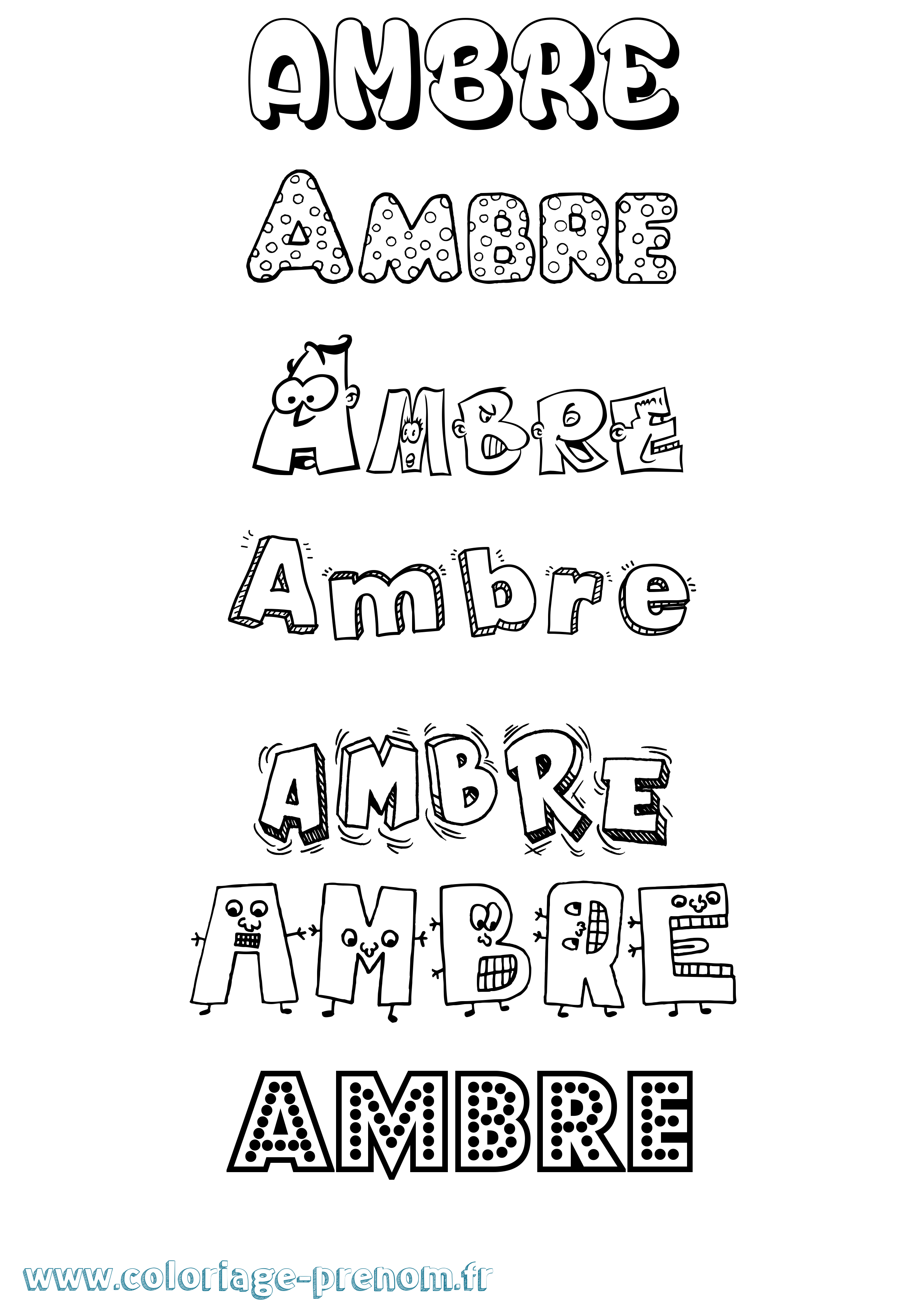 Coloriage prénom Ambre
