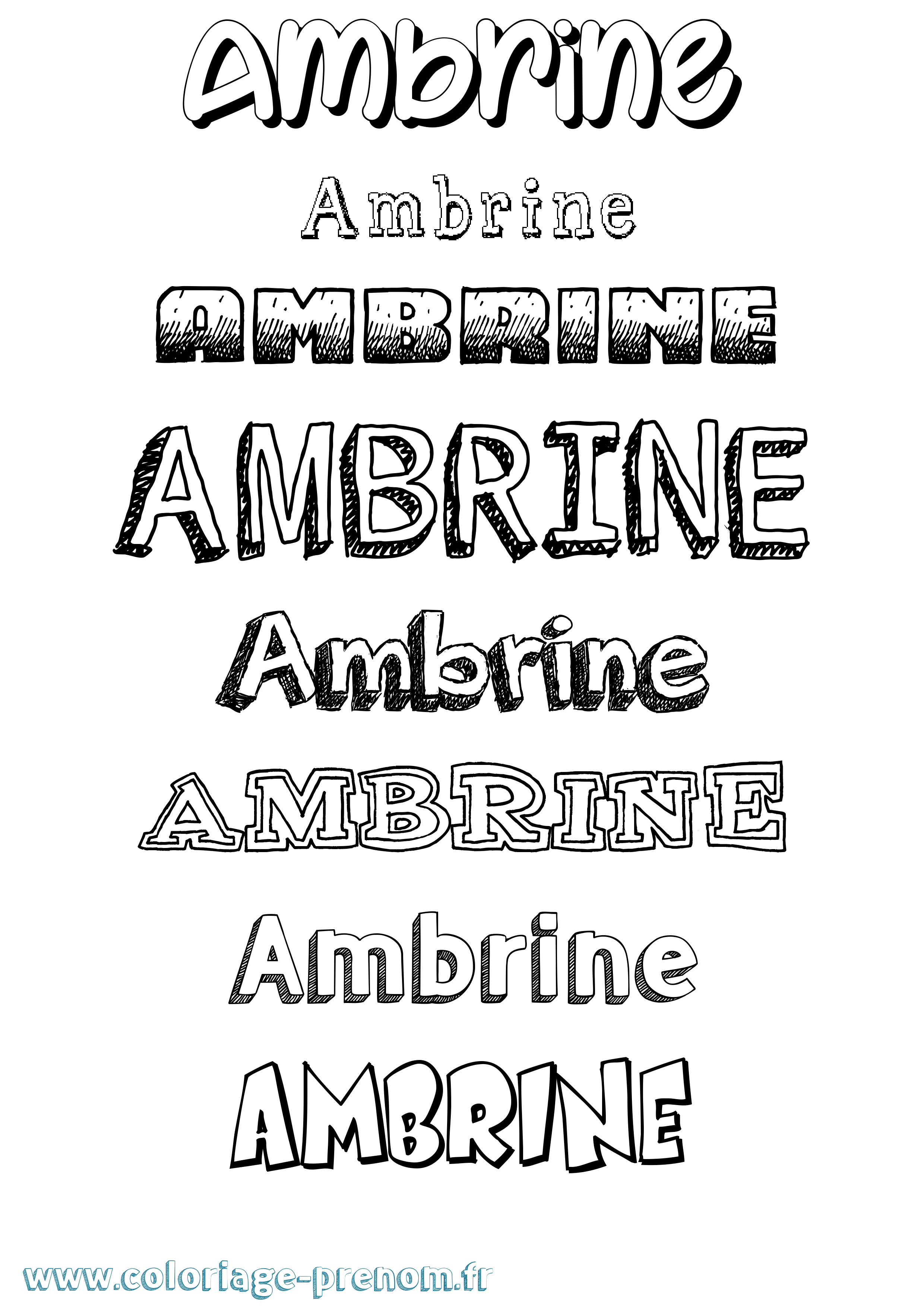 Coloriage prénom Ambrine Dessiné