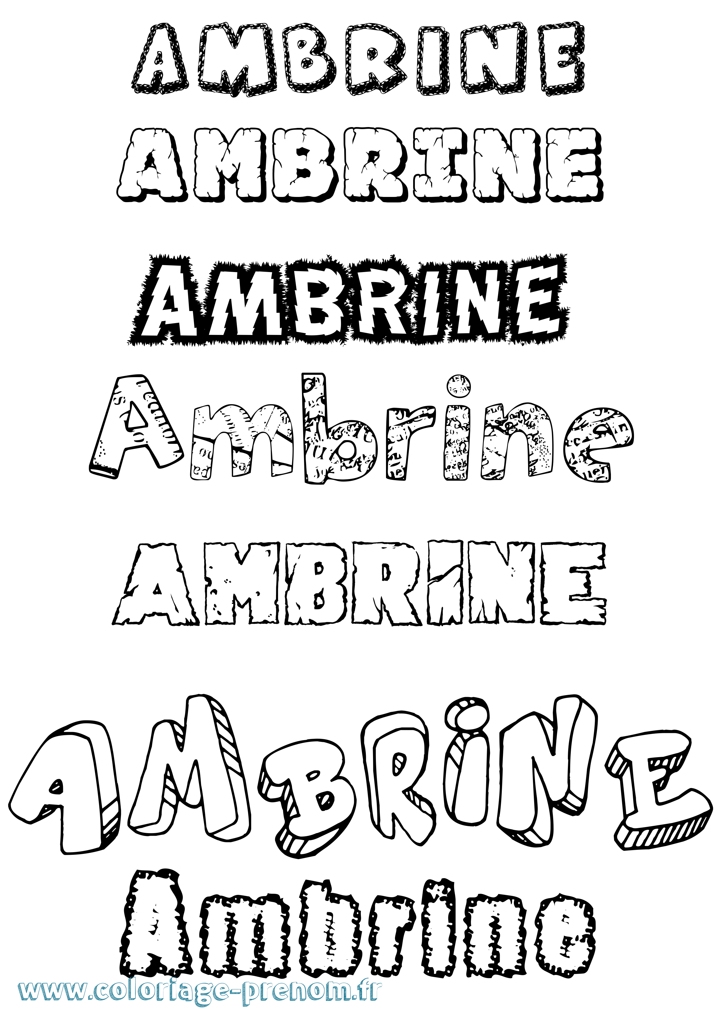 Coloriage prénom Ambrine Destructuré
