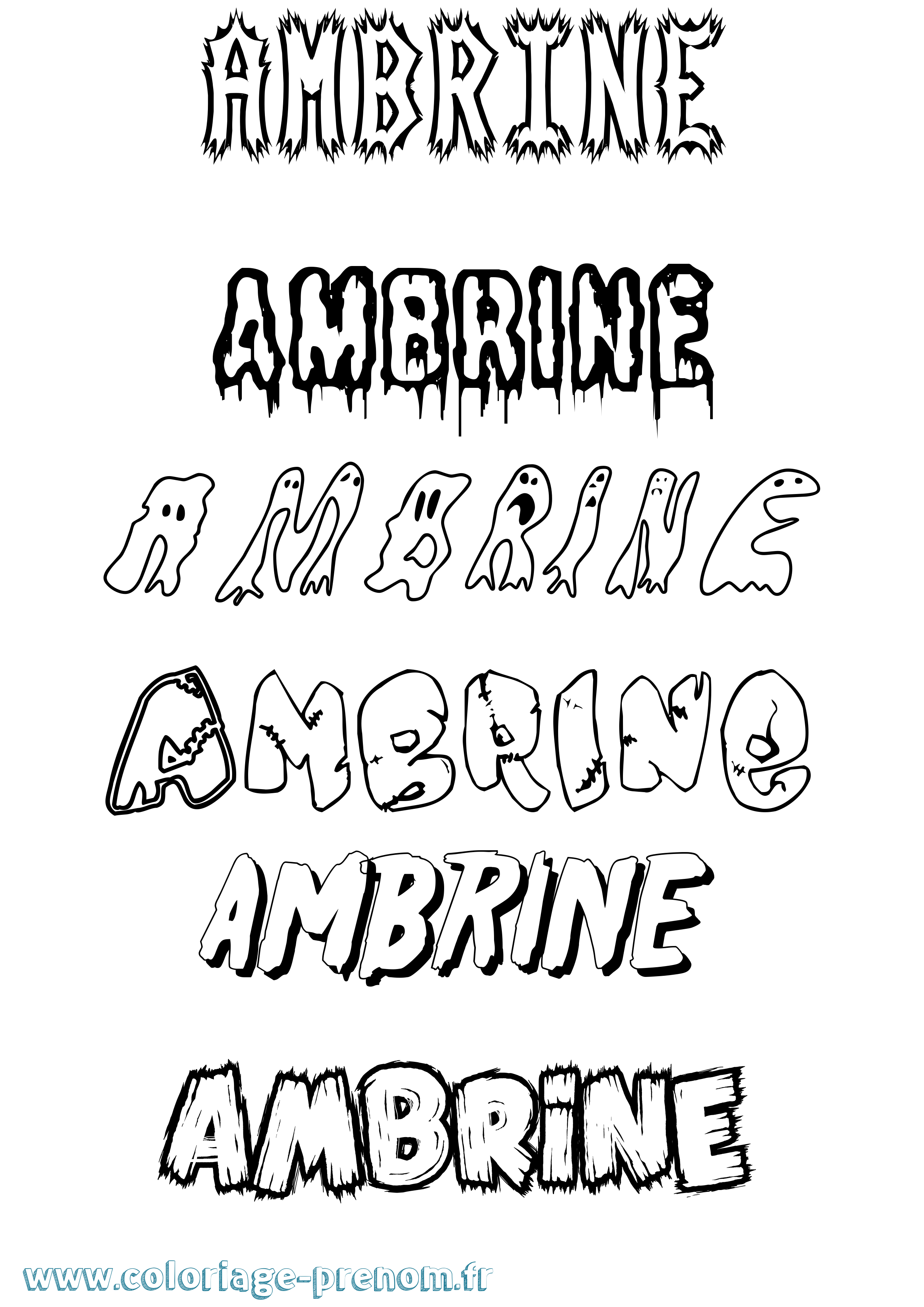 Coloriage prénom Ambrine Frisson