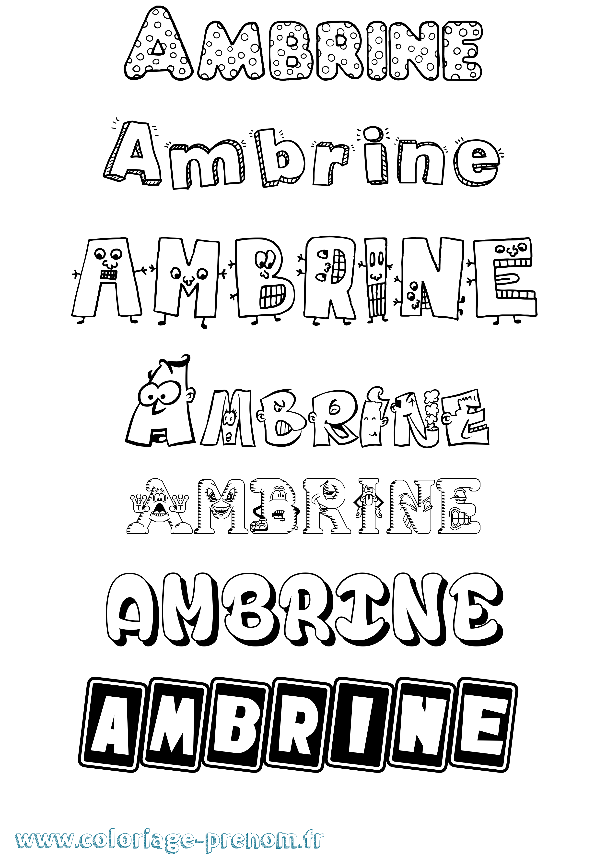 Coloriage prénom Ambrine Fun