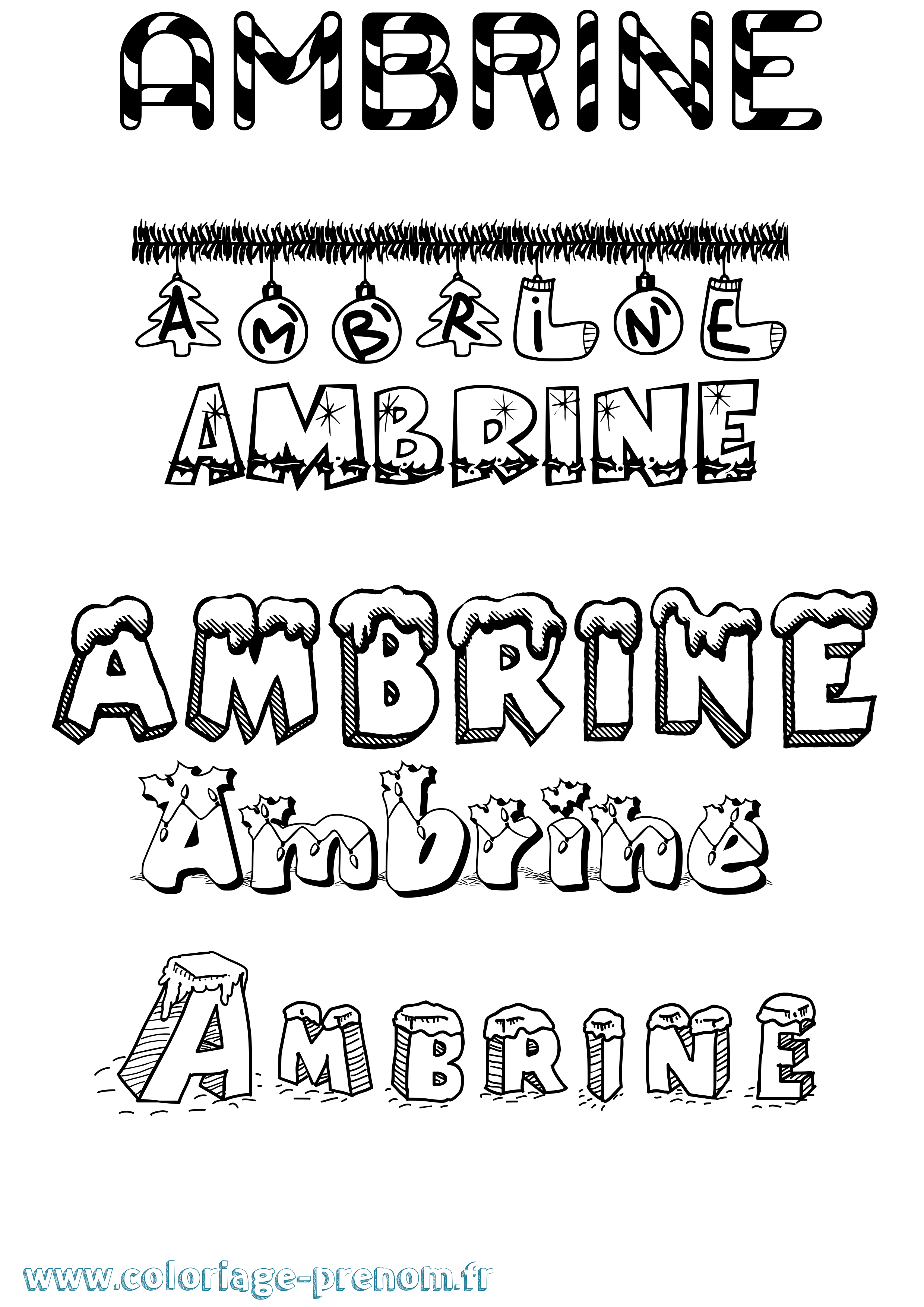 Coloriage prénom Ambrine