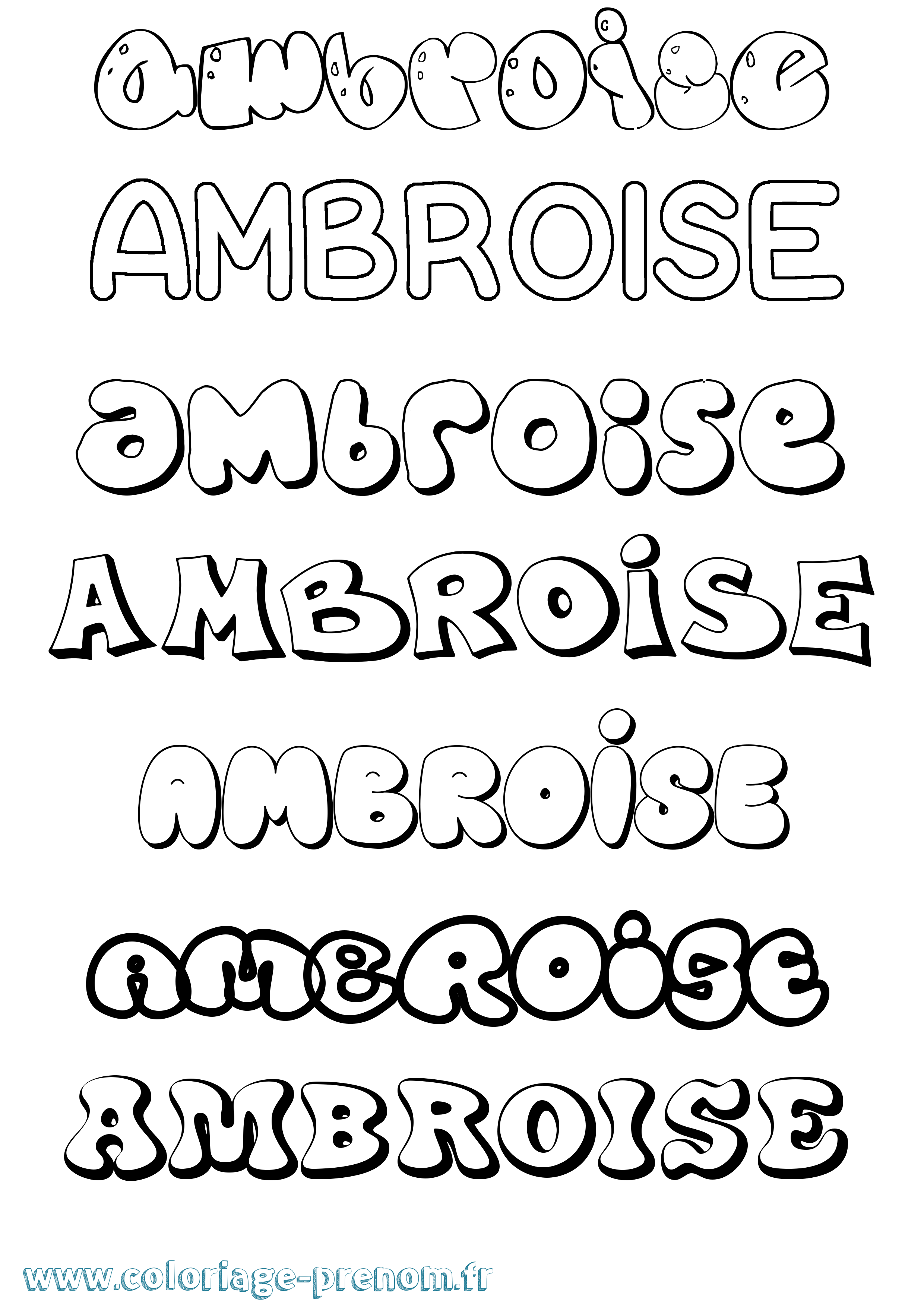 Coloriage Ambroise Bubble Coloriage prénom Ambroise Bubble