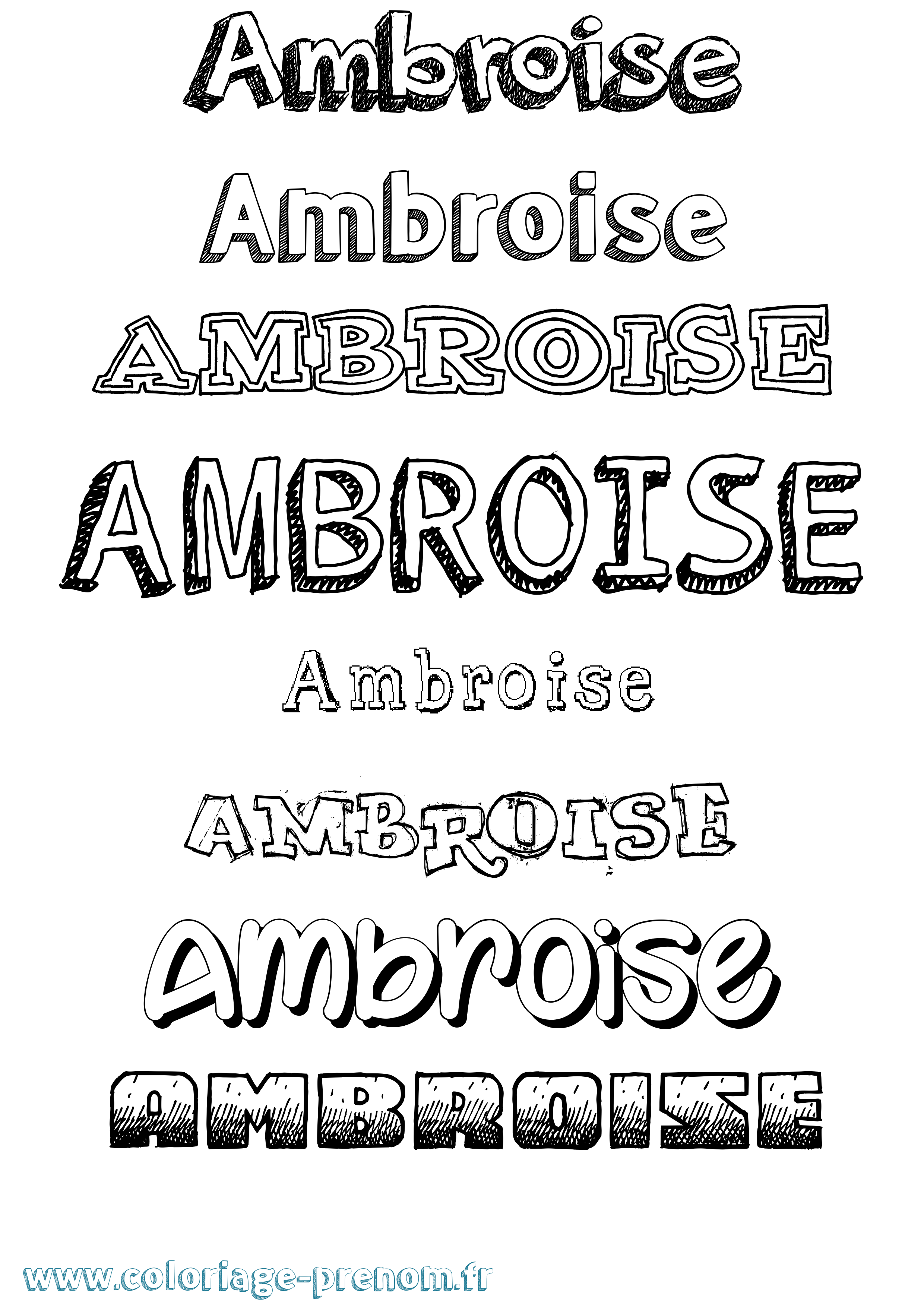 Coloriage Ambroise Dessiné Coloriage prénom Ambroise Dessiné