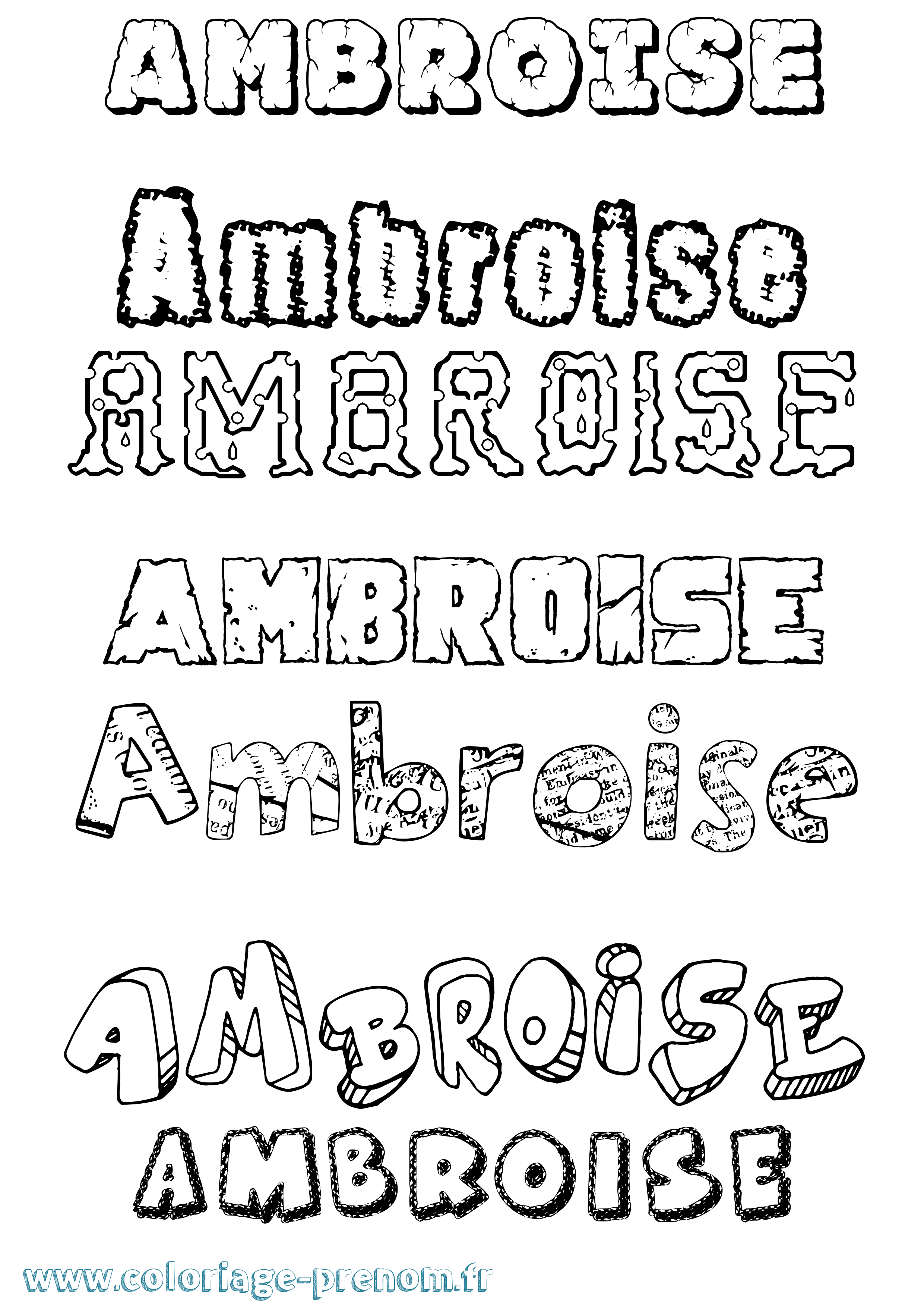 Coloriage Ambroise Destructuré Coloriage prénom Ambroise Destructuré