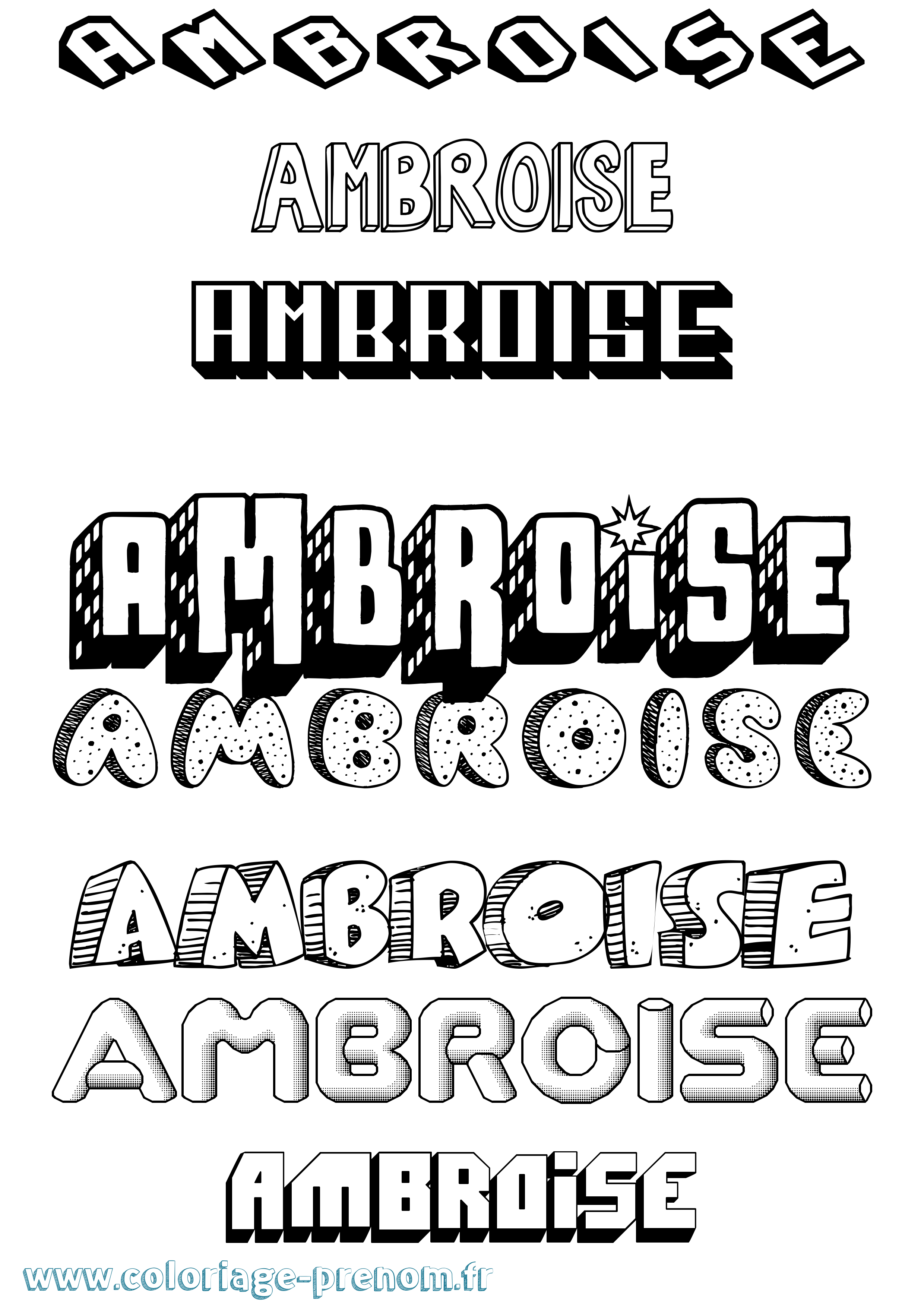 Coloriage Ambroise Effet 3D Coloriage prénom Ambroise Effet 3D