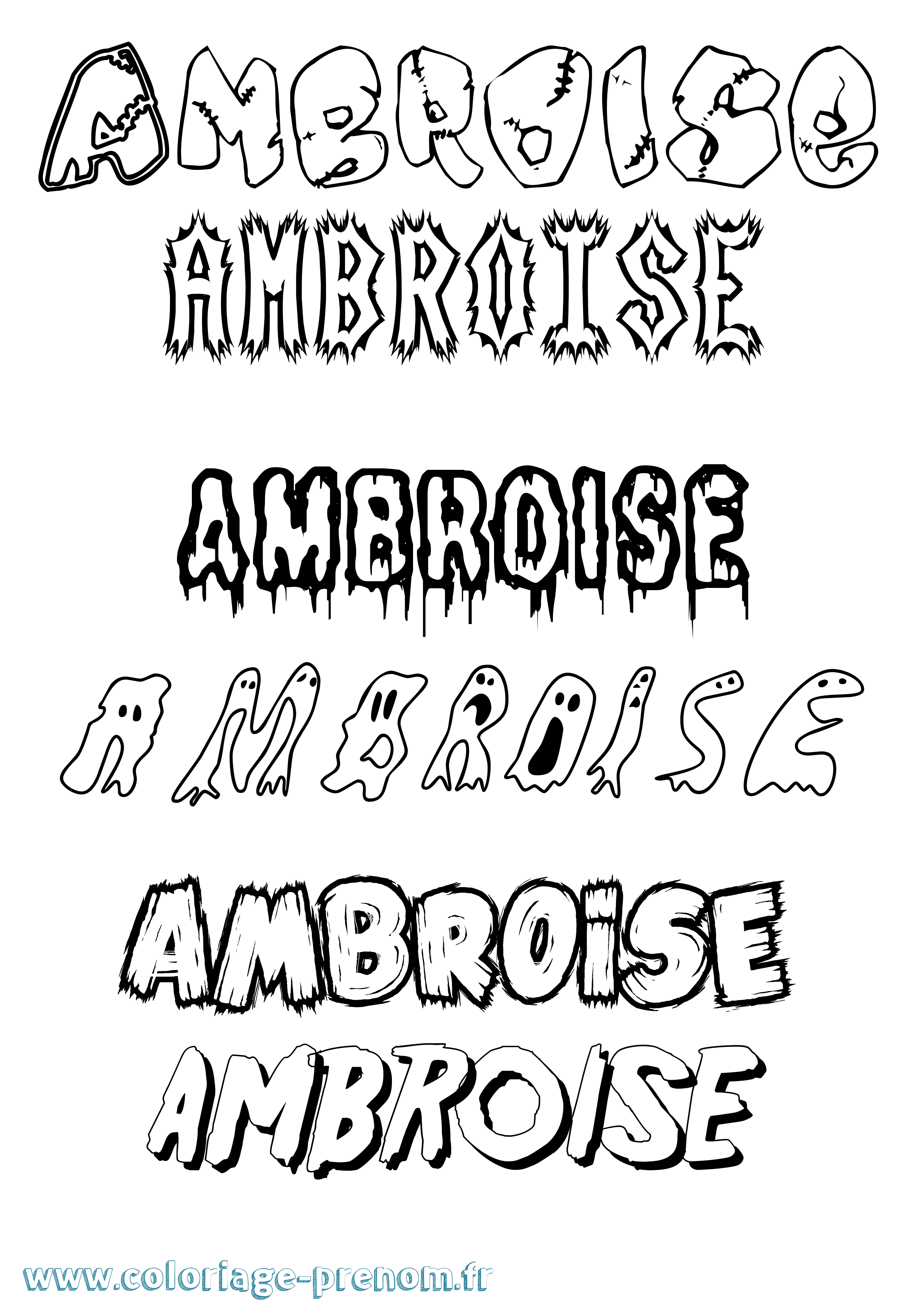 Coloriage Ambroise Frisson Coloriage prénom Ambroise Frisson