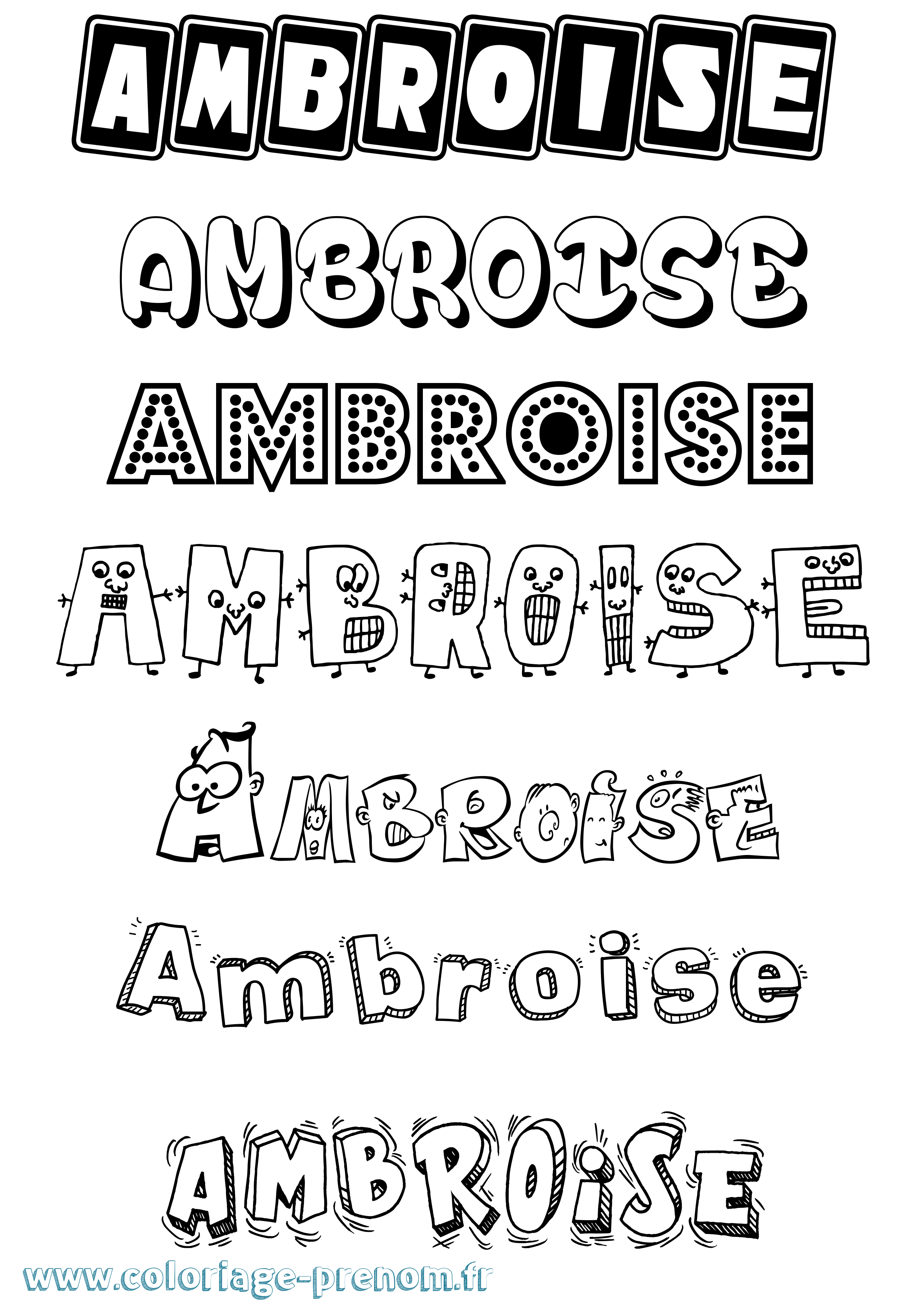 Coloriage Ambroise Fun Coloriage prénom Ambroise Fun
