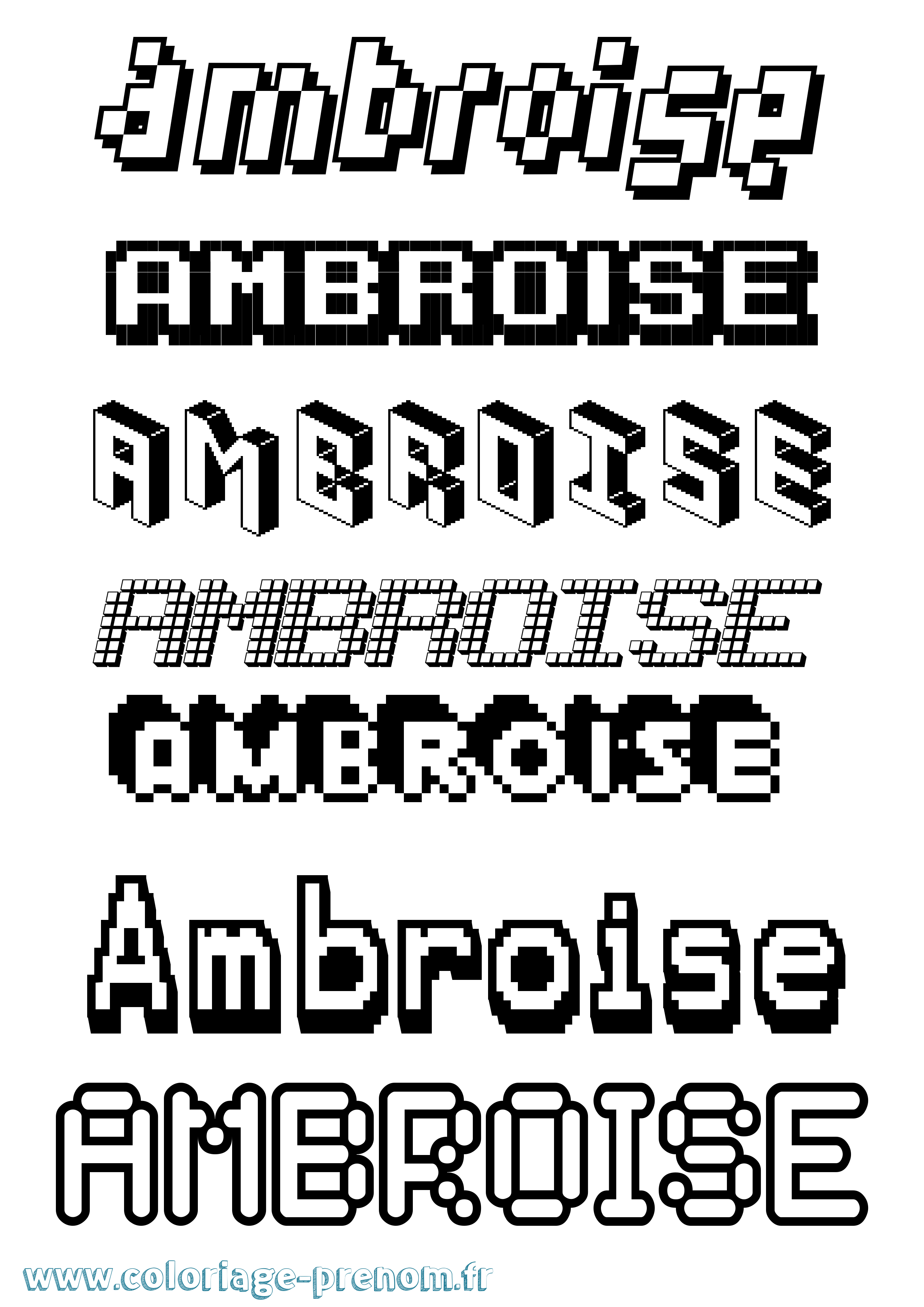 Coloriage prénom Ambroise Pixel