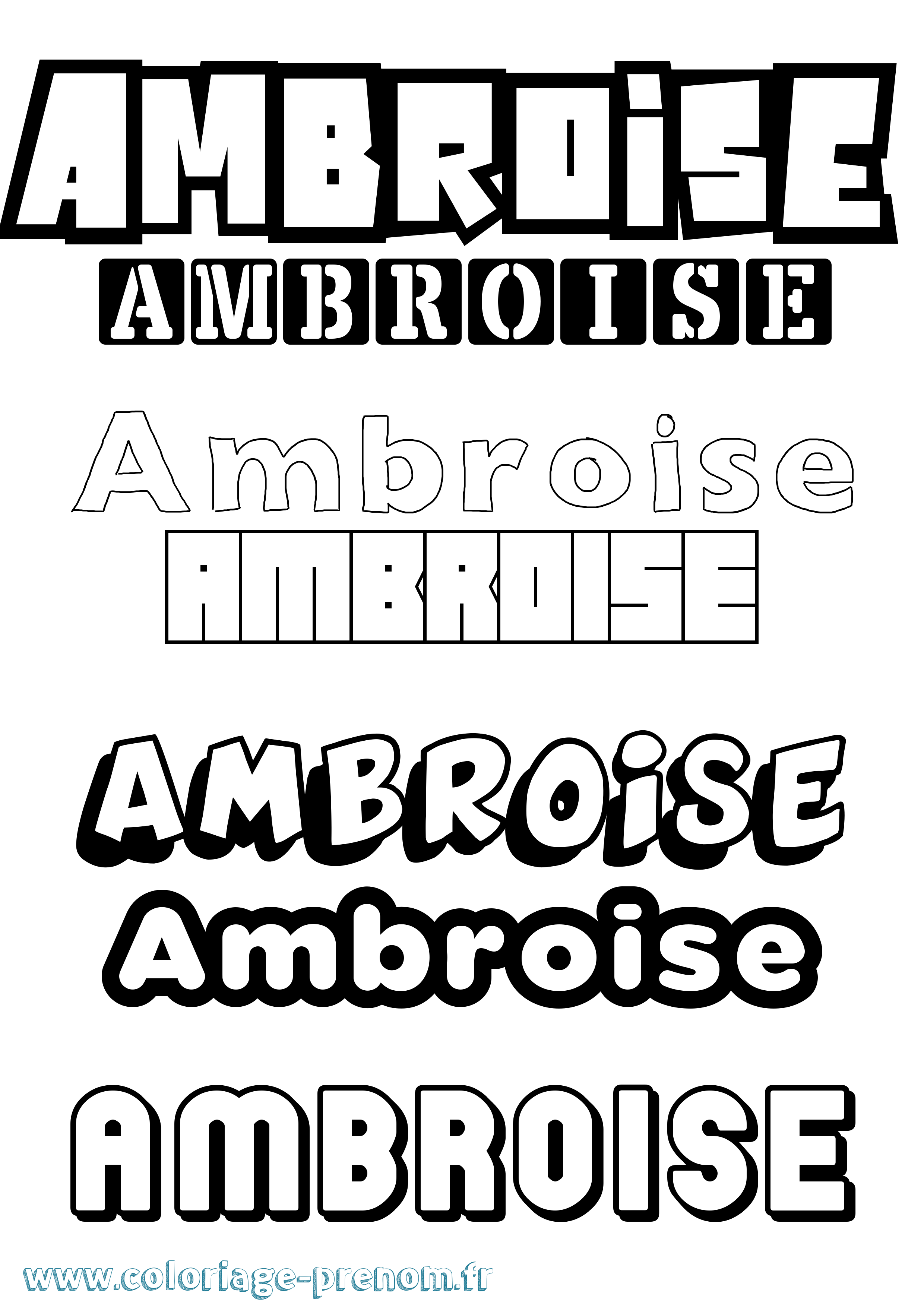 Coloriage Ambroise Simple Coloriage prénom Ambroise Simple