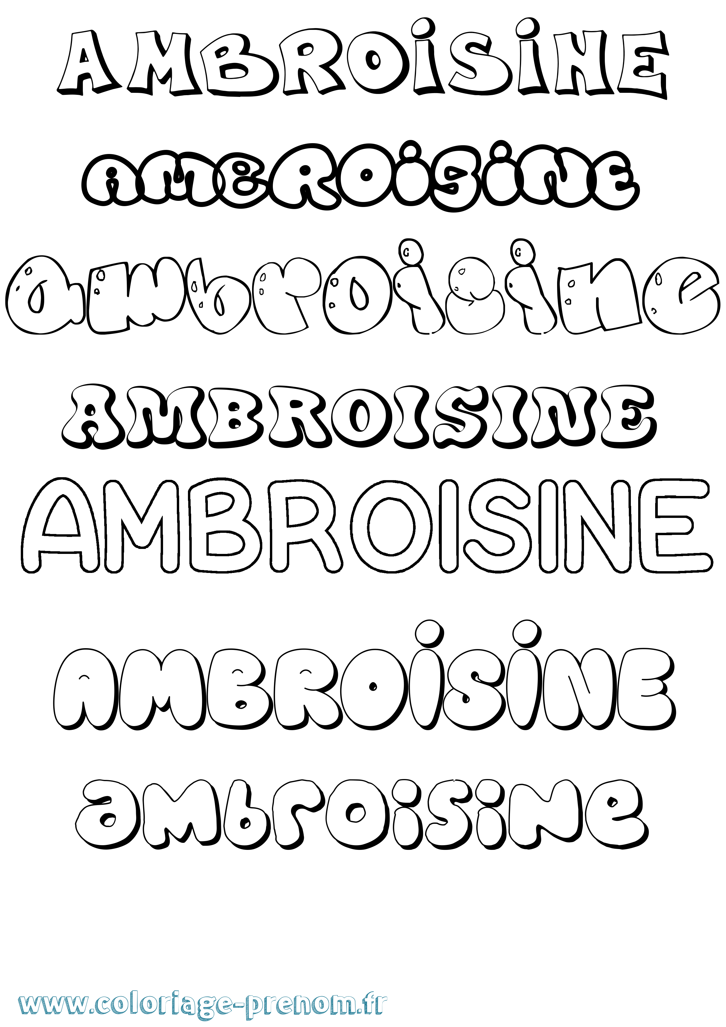 Coloriage prénom Ambroisine Bubble