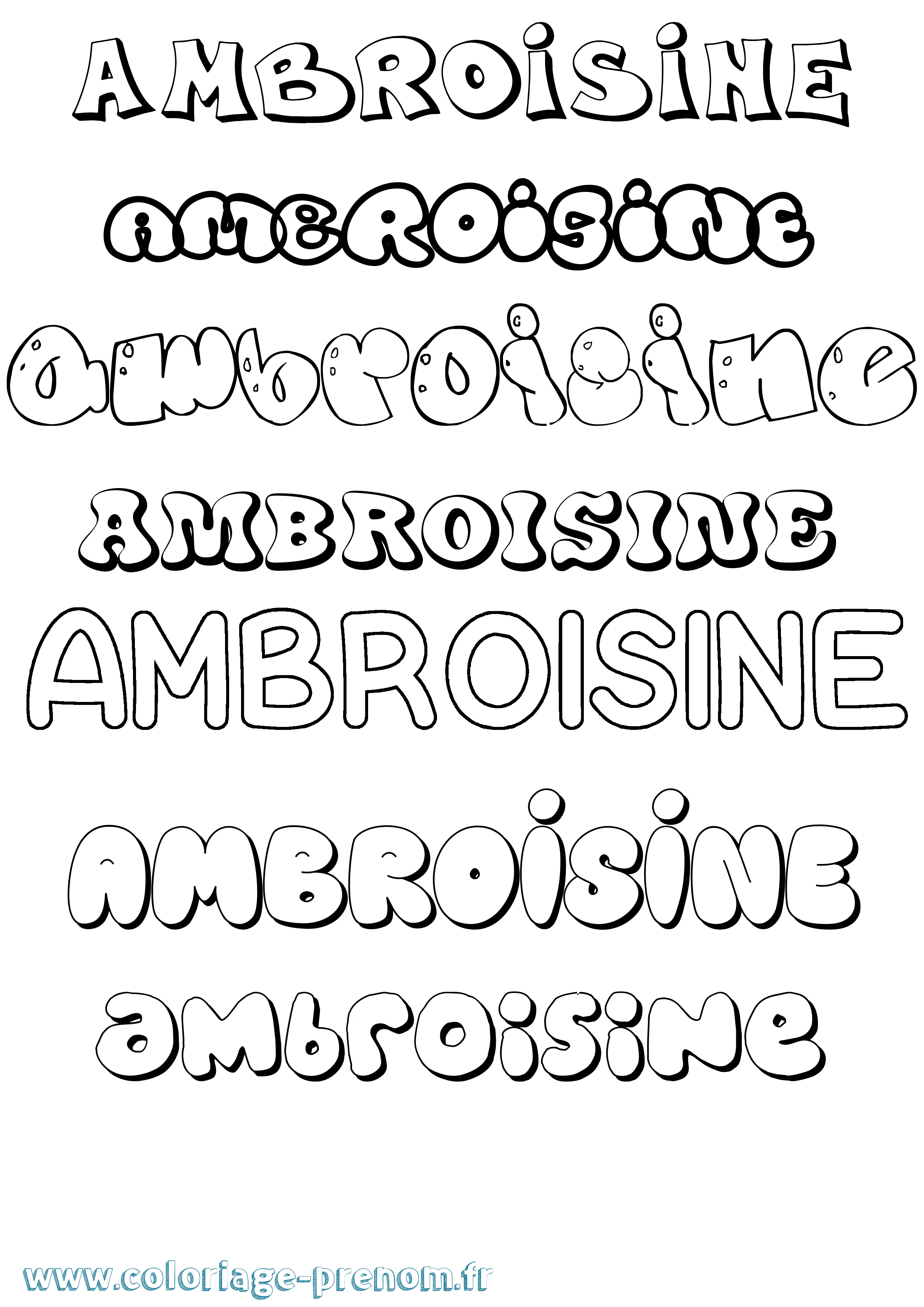 Coloriage Ambroisine Bubble Coloriage prénom Ambroisine Bubble
