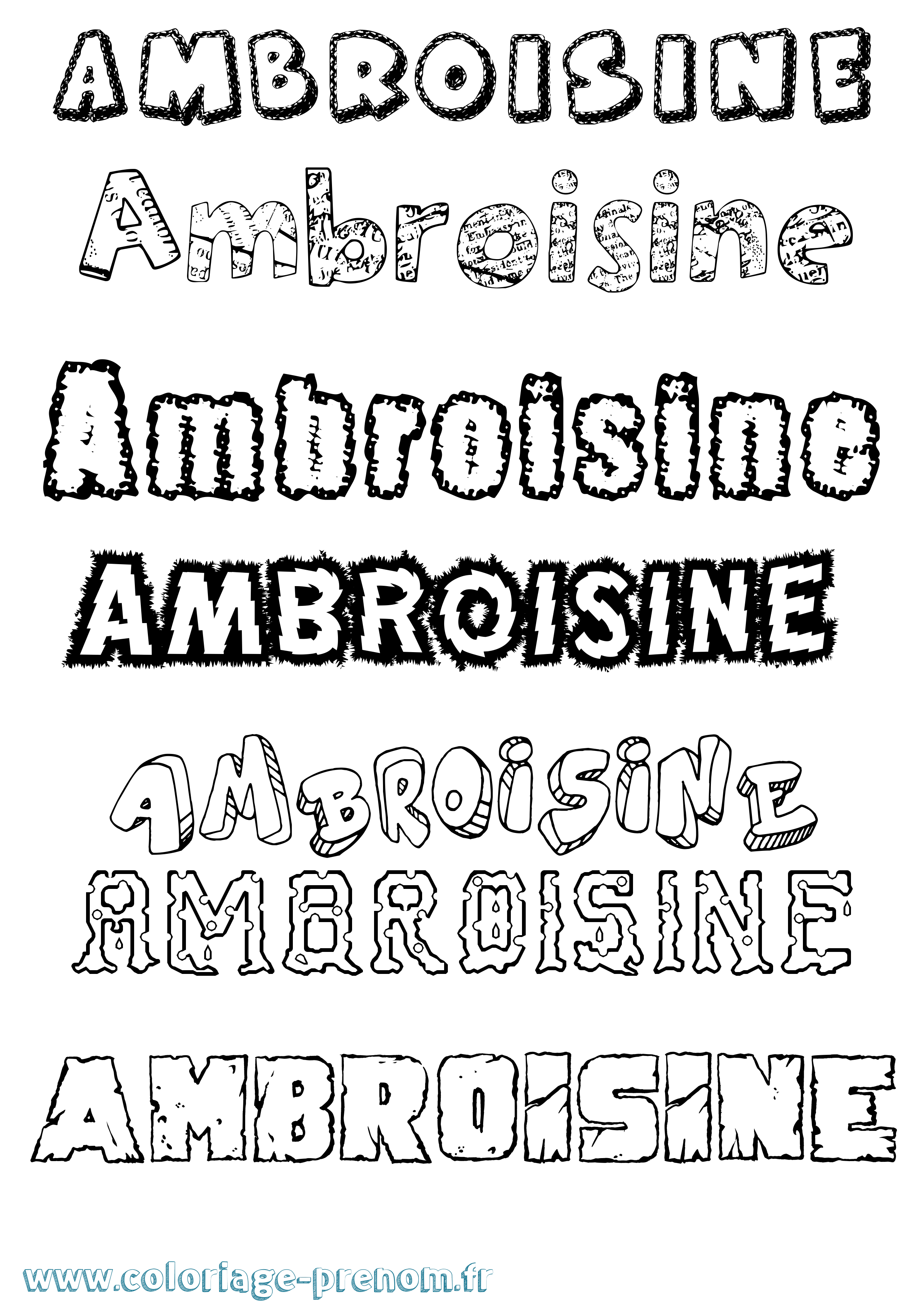 Coloriage prénom Ambroisine Destructuré