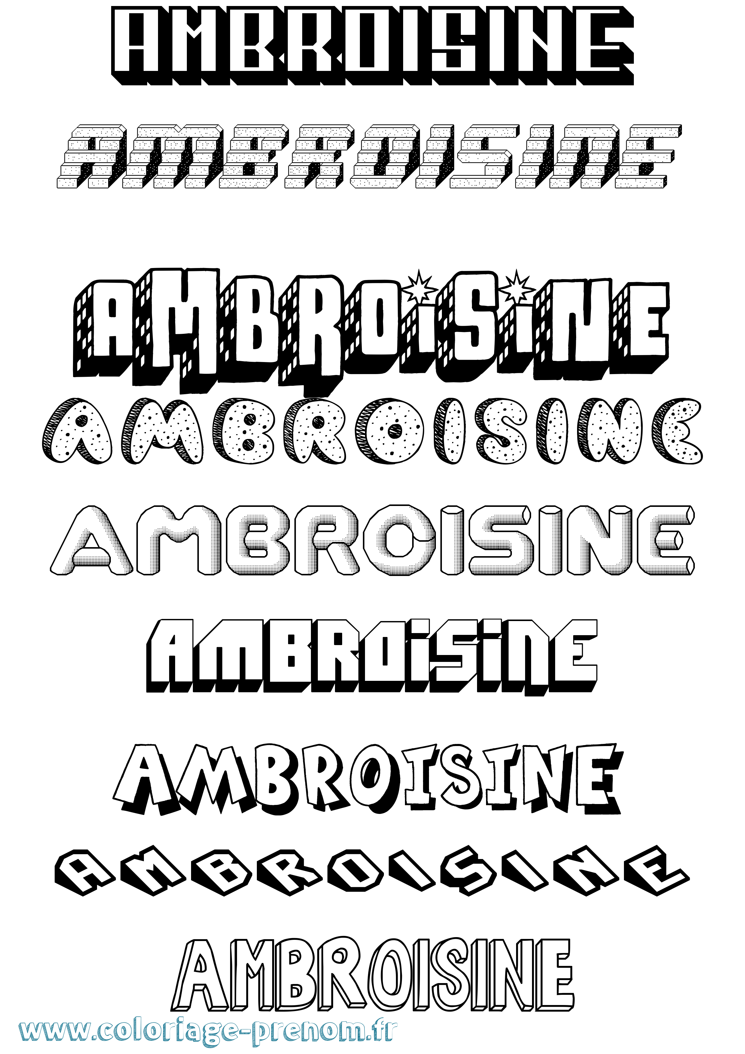 Coloriage prénom Ambroisine Effet 3D