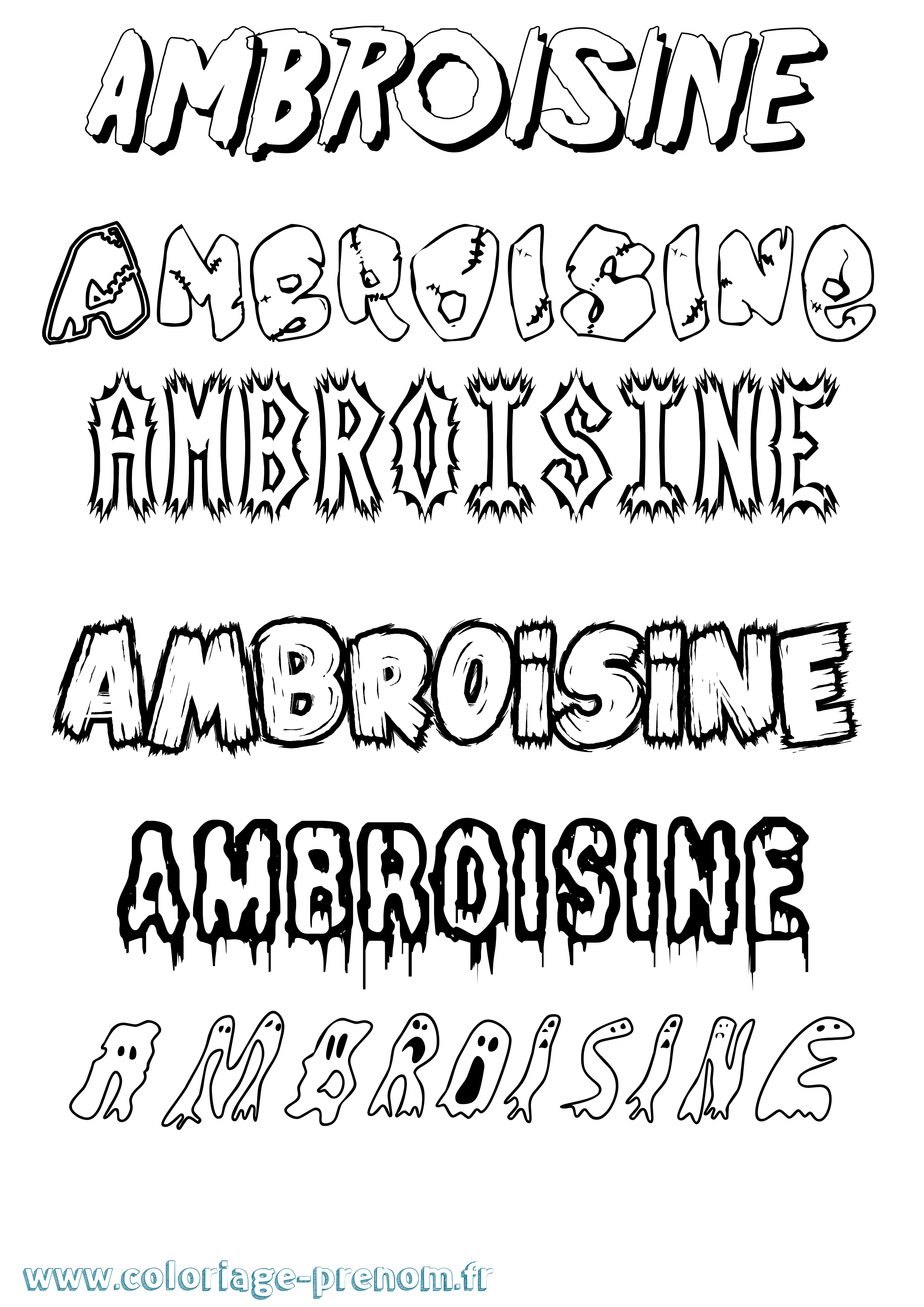 Coloriage Ambroisine Frisson Coloriage prénom Ambroisine Frisson