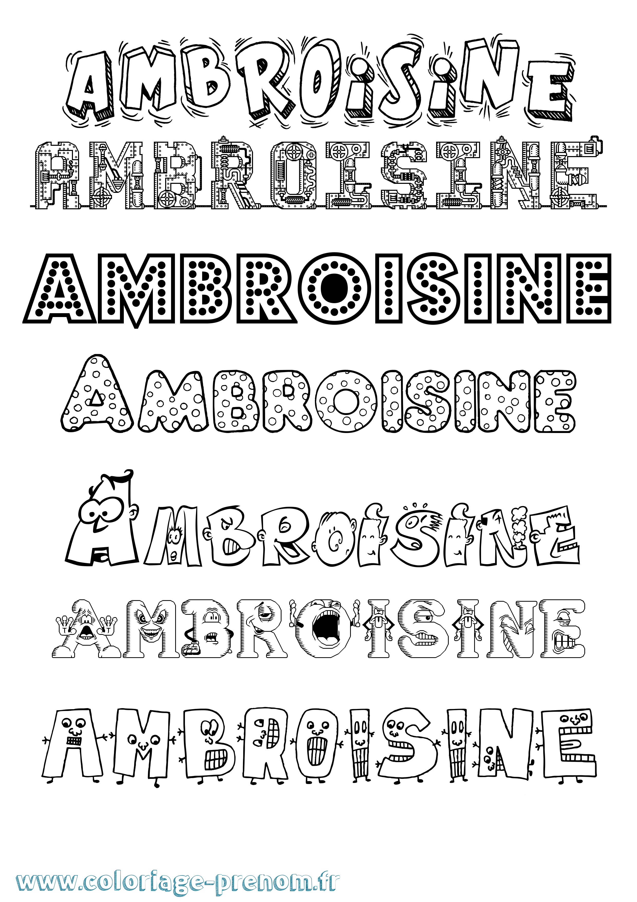 Coloriage Ambroisine Fun Coloriage prénom Ambroisine Fun
