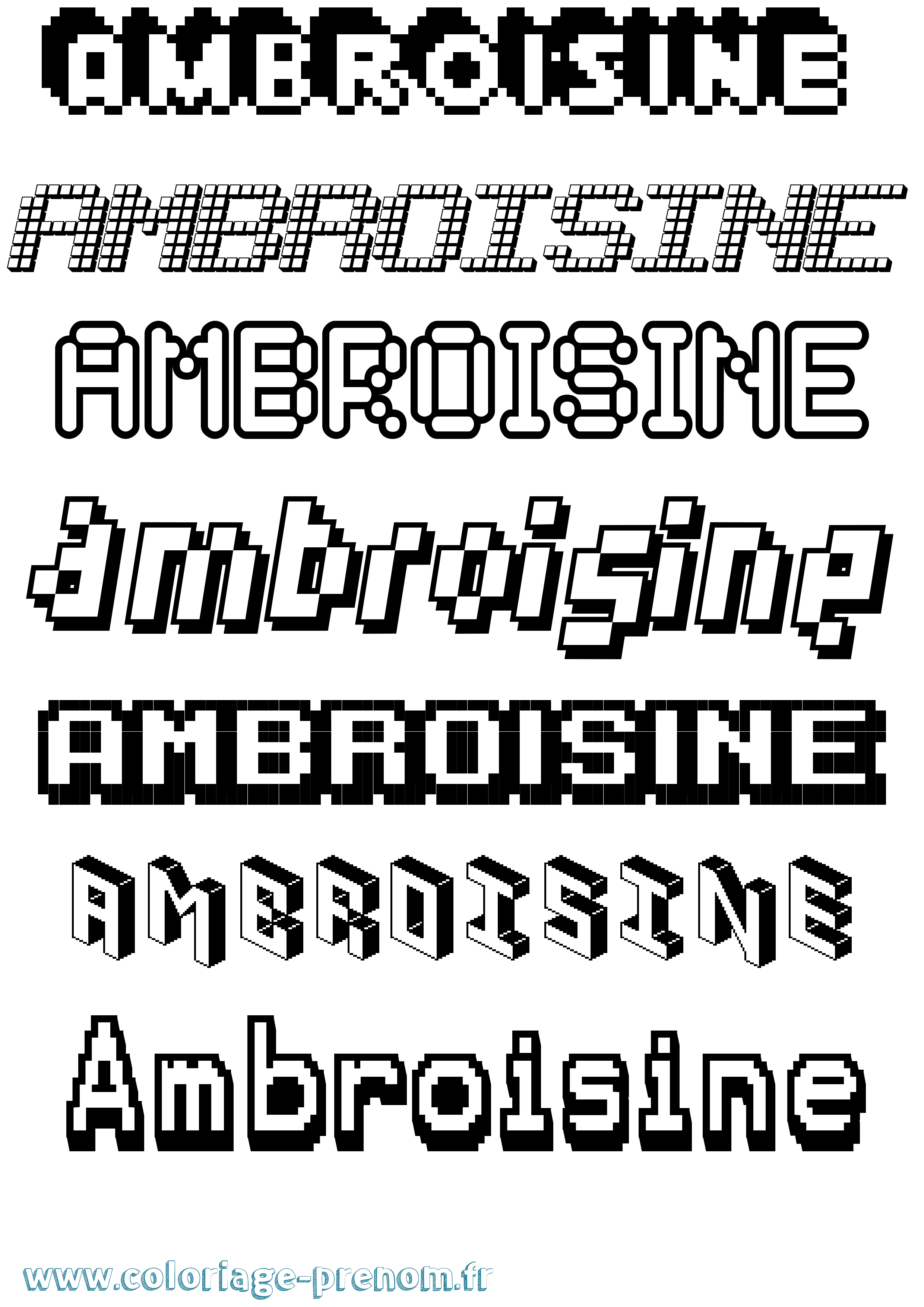 Coloriage Ambroisine Pixel Coloriage prénom Ambroisine Pixel