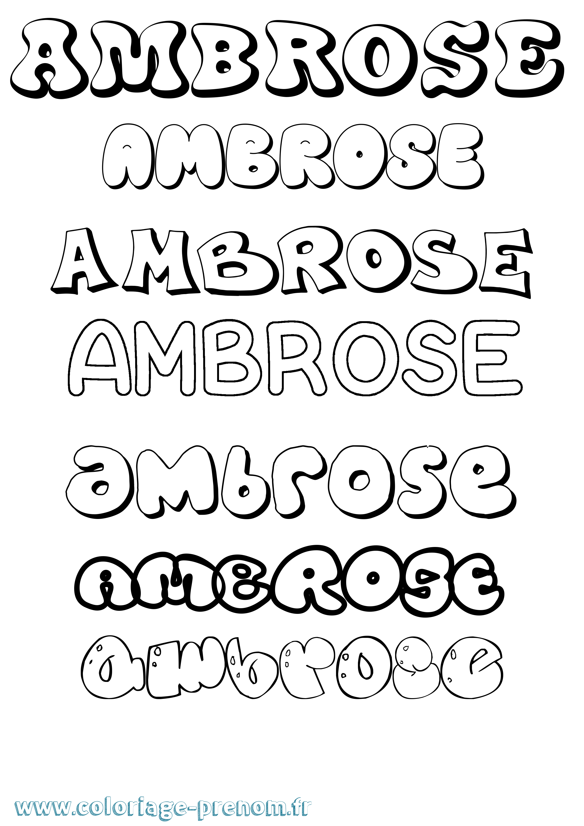 Coloriage prénom Ambrose Bubble