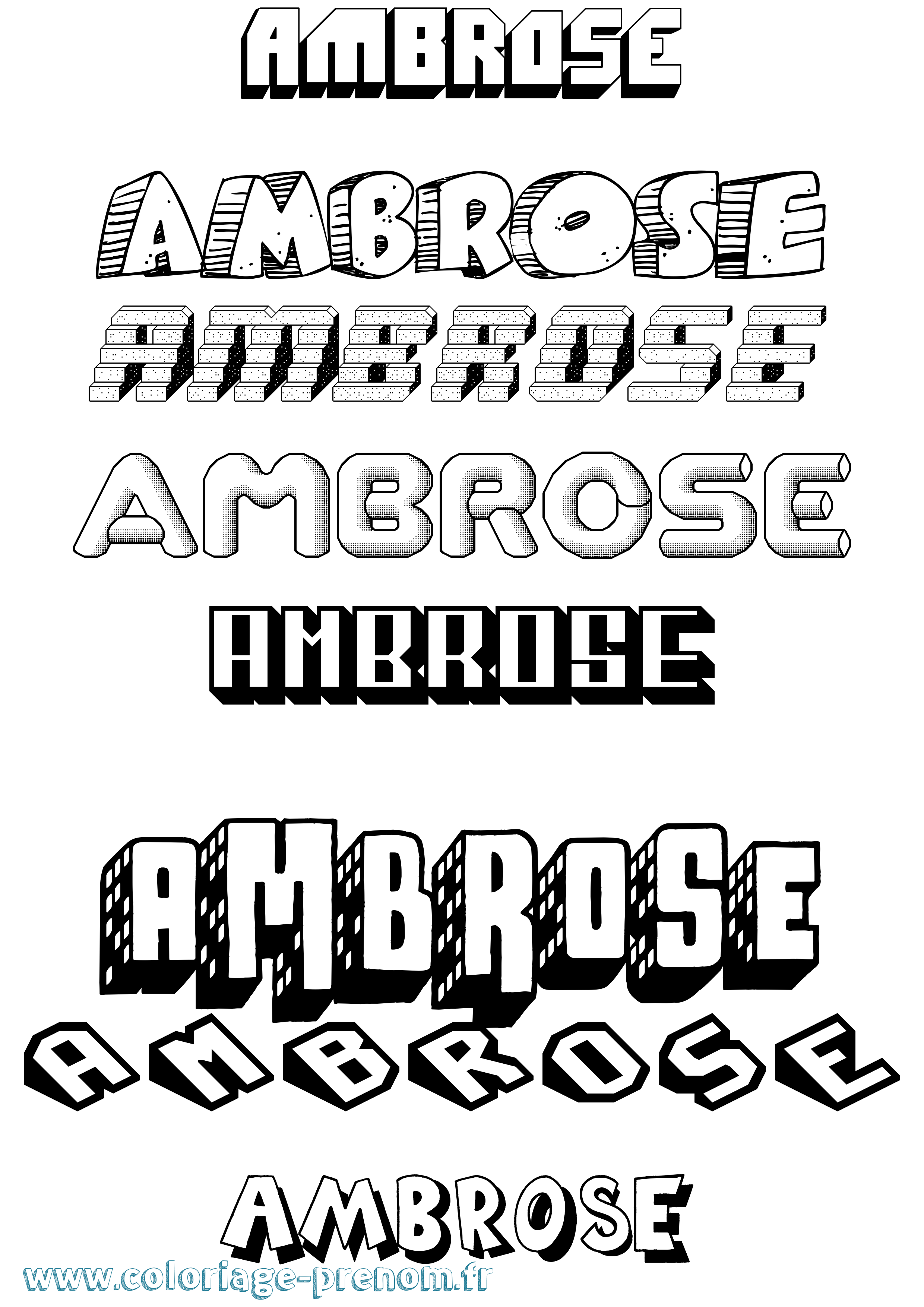Coloriage prénom Ambrose Effet 3D