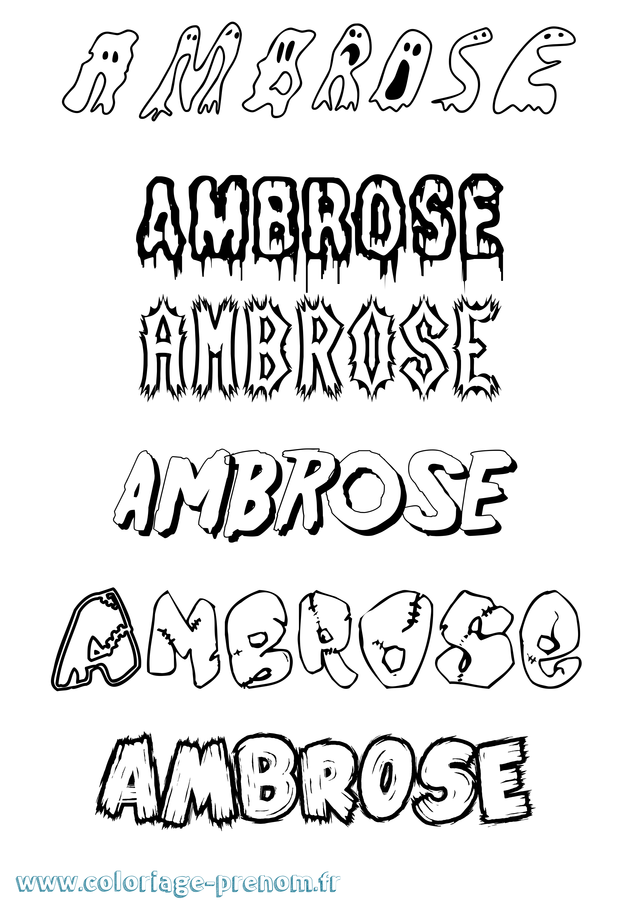Coloriage prénom Ambrose Frisson