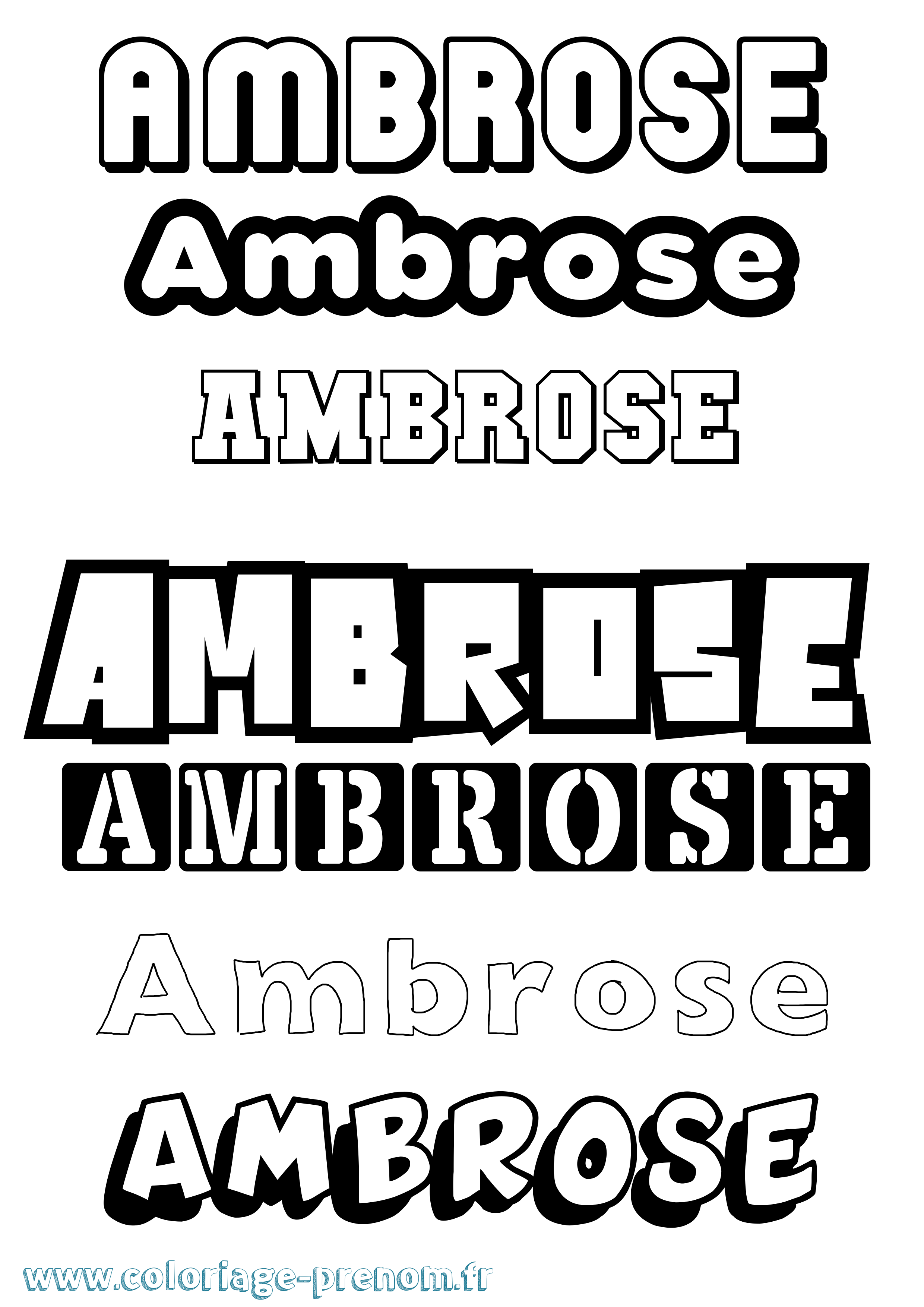 Coloriage prénom Ambrose Simple