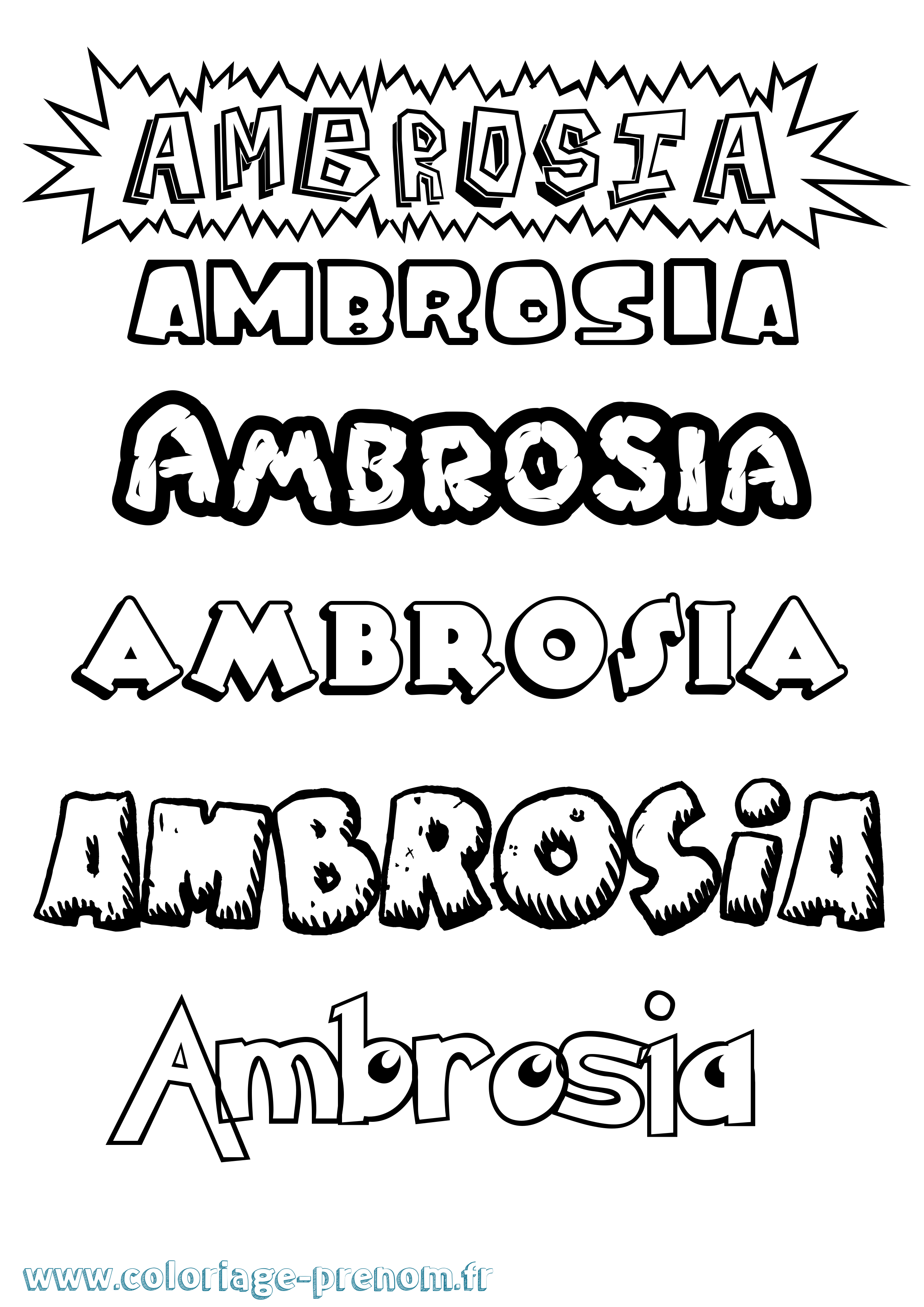 Coloriage Ambrosia Dessin Animé Coloriage prénom Ambrosia Dessin Animé