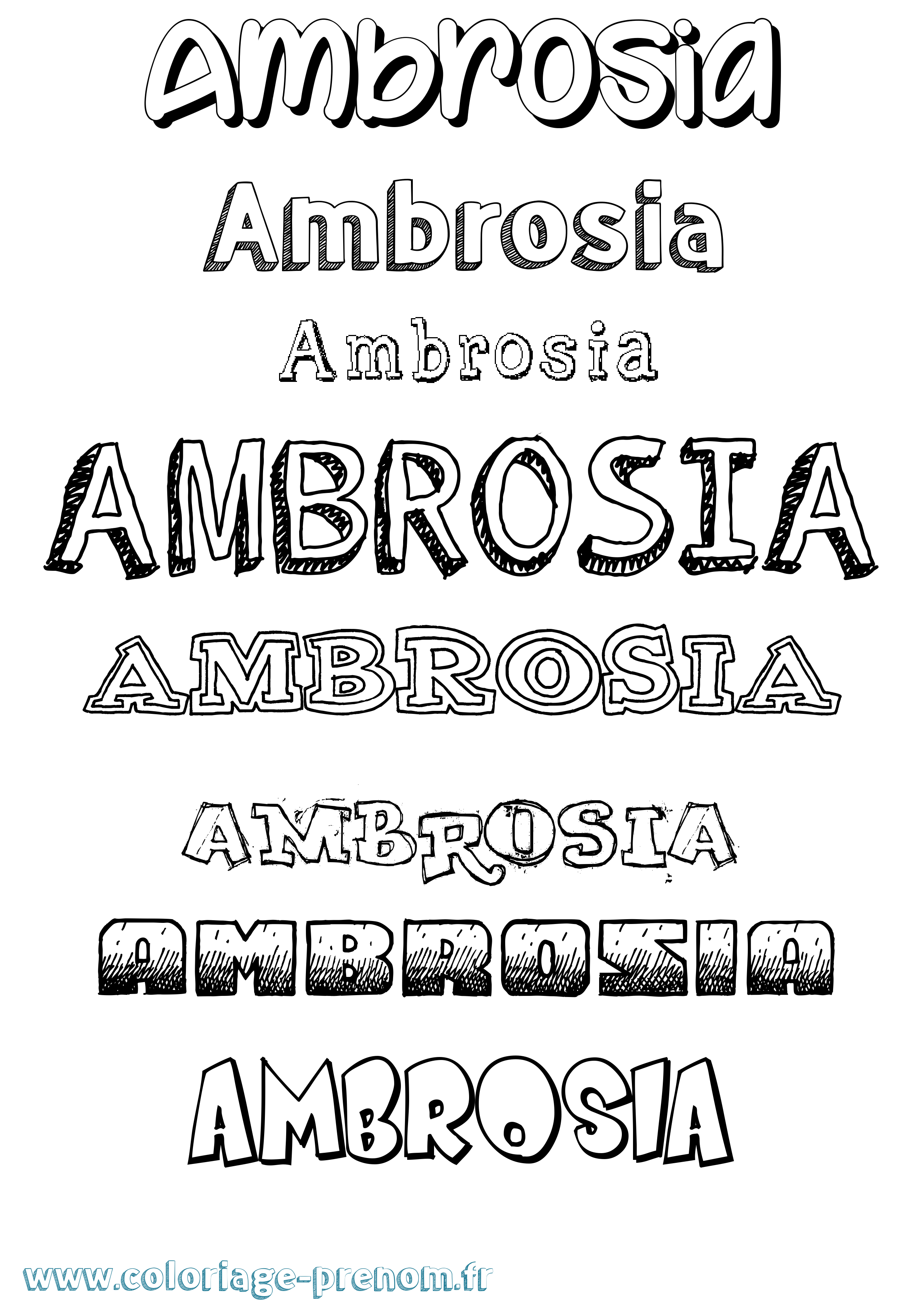 Coloriage prénom Ambrosia Dessiné