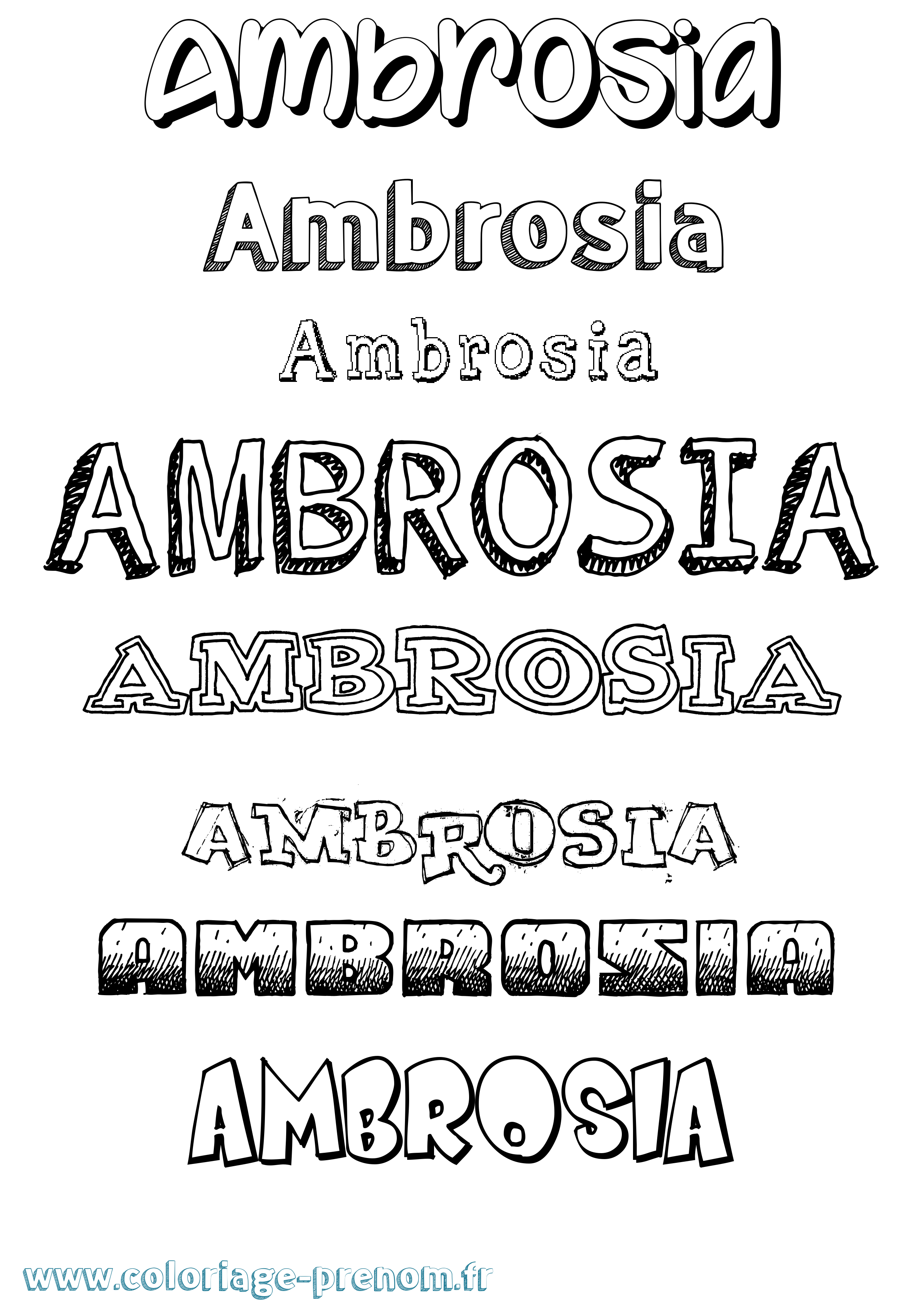 Coloriage Ambrosia Dessiné Coloriage prénom Ambrosia Dessiné