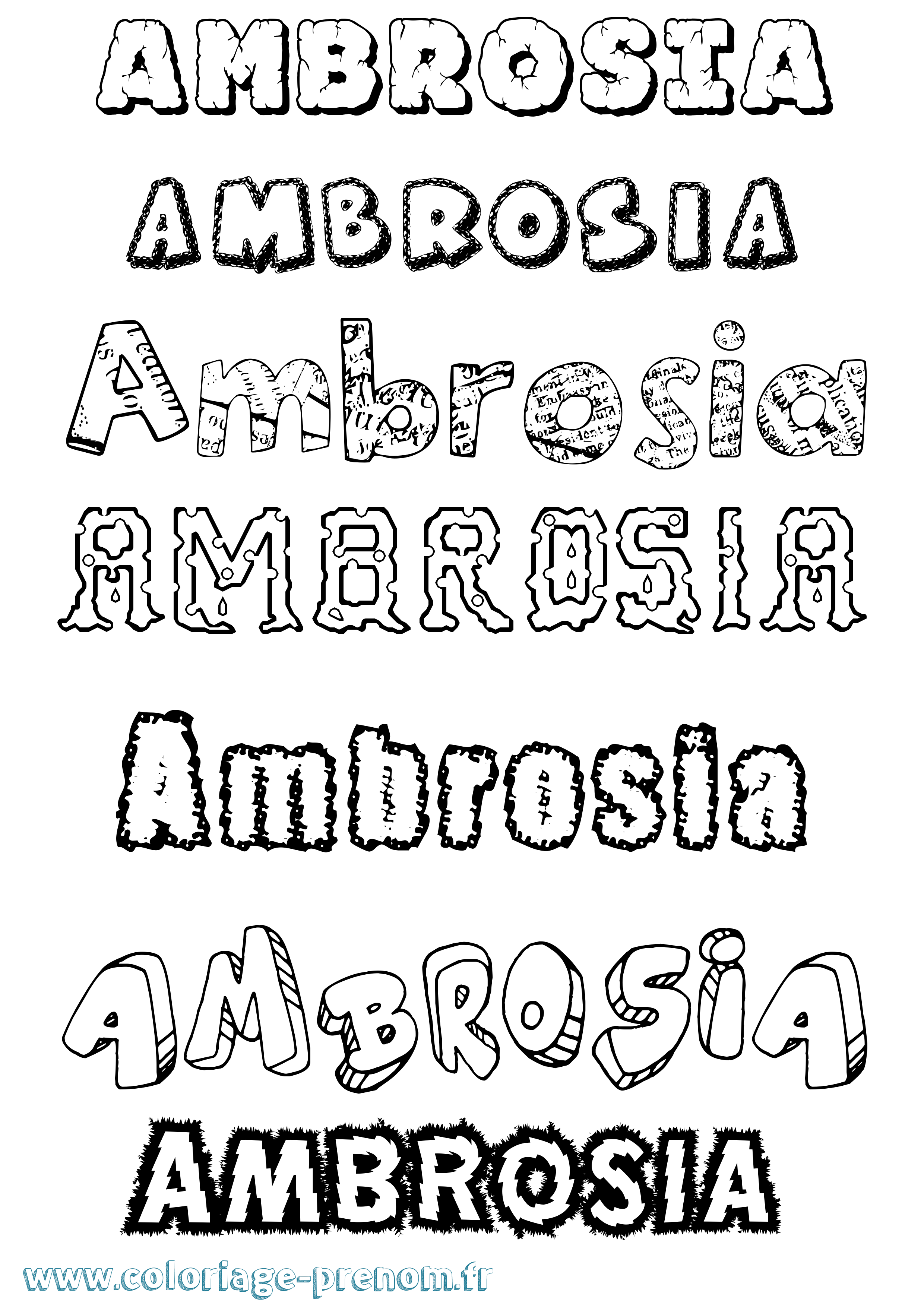 Coloriage prénom Ambrosia Destructuré