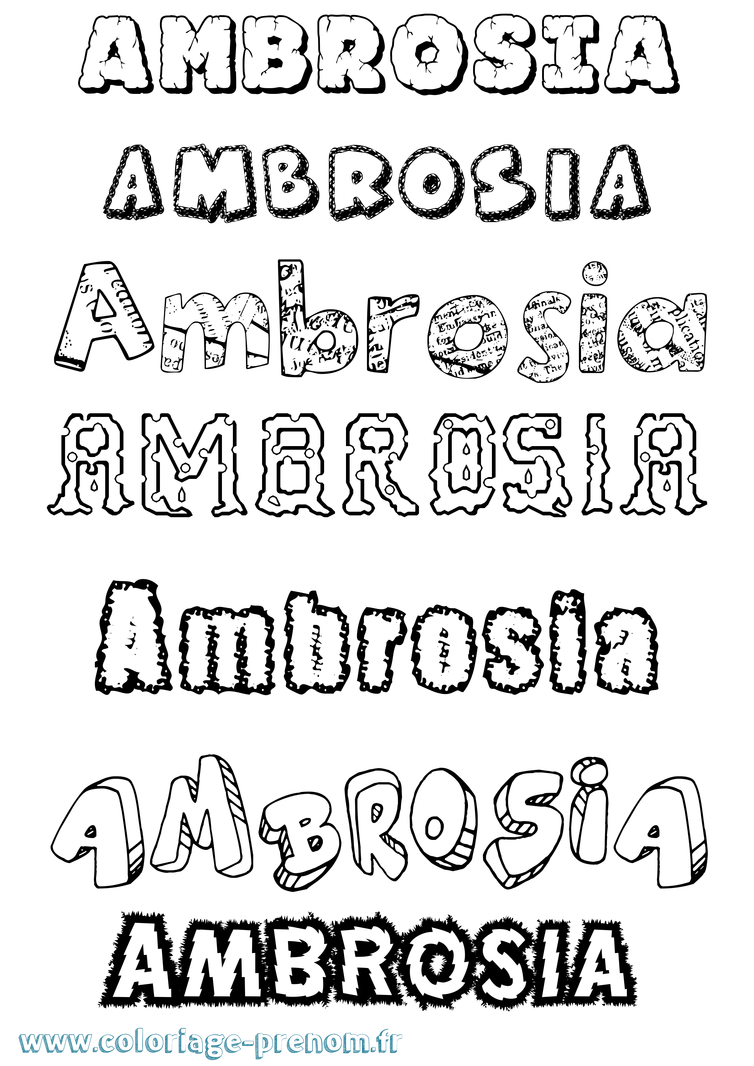 Coloriage Ambrosia Destructuré Coloriage prénom Ambrosia Destructuré