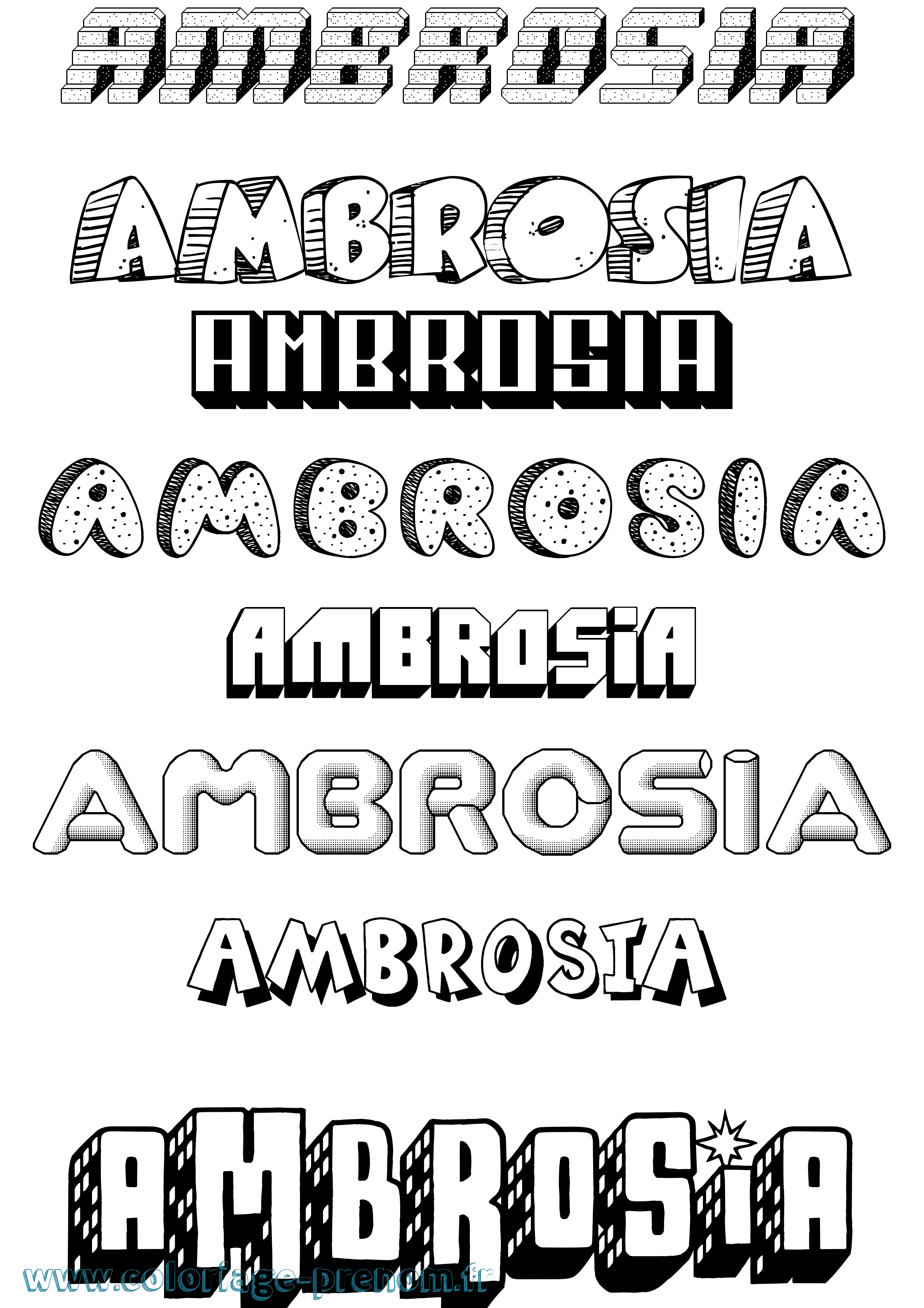 Coloriage prénom Ambrosia Effet 3D