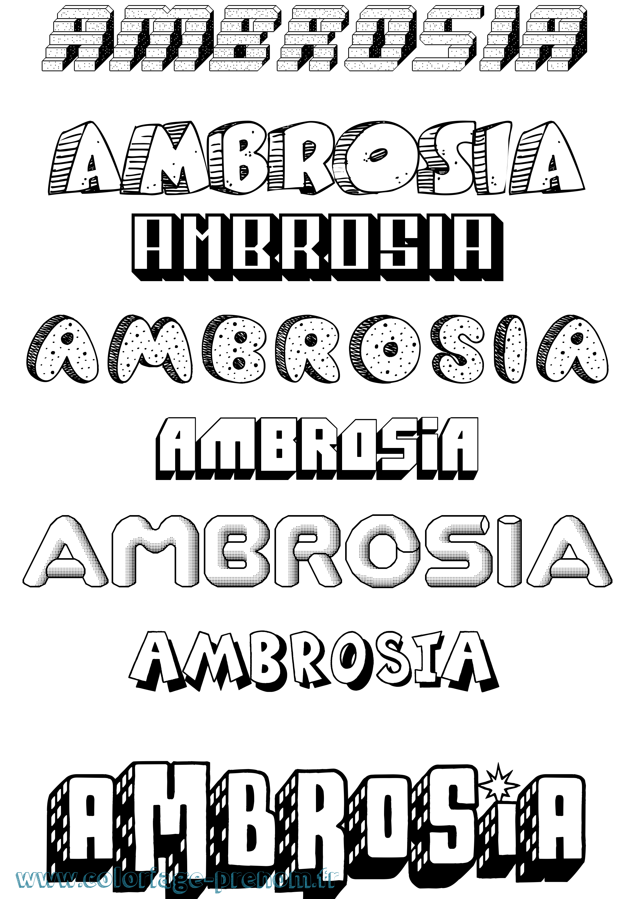 Coloriage Ambrosia Effet 3D Coloriage prénom Ambrosia Effet 3D