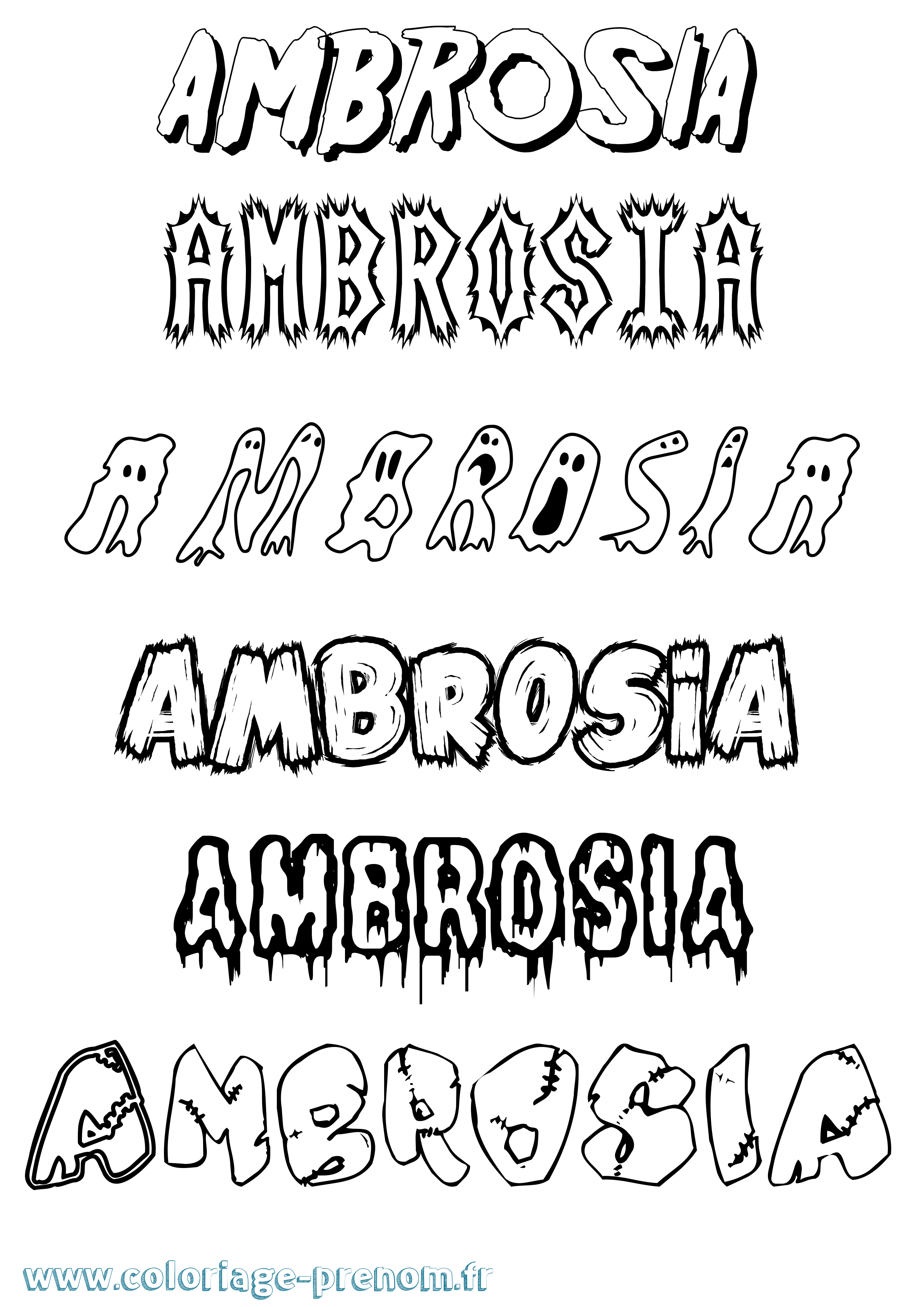 Coloriage Ambrosia Frisson Coloriage prénom Ambrosia Frisson