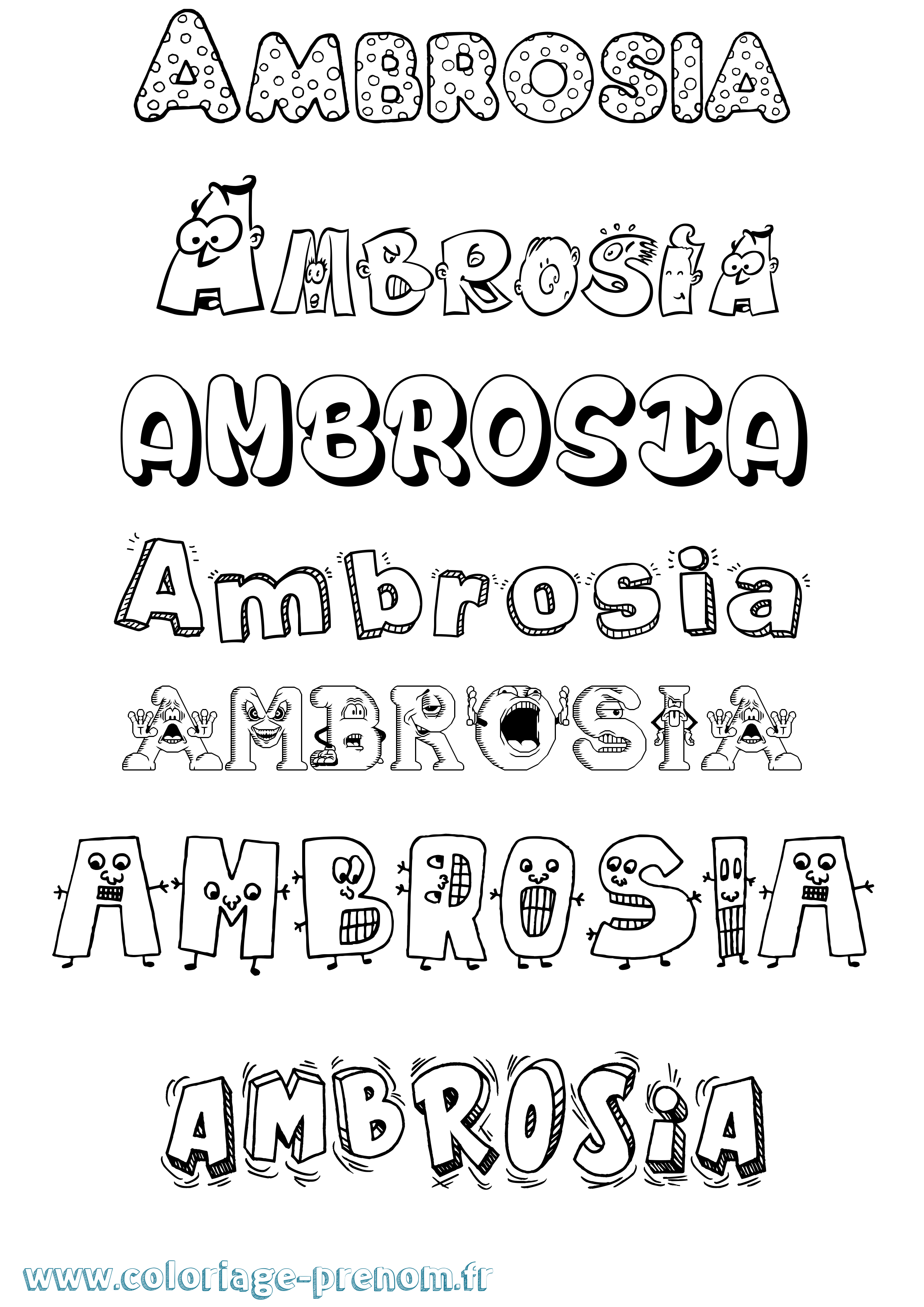 Coloriage prénom Ambrosia Fun