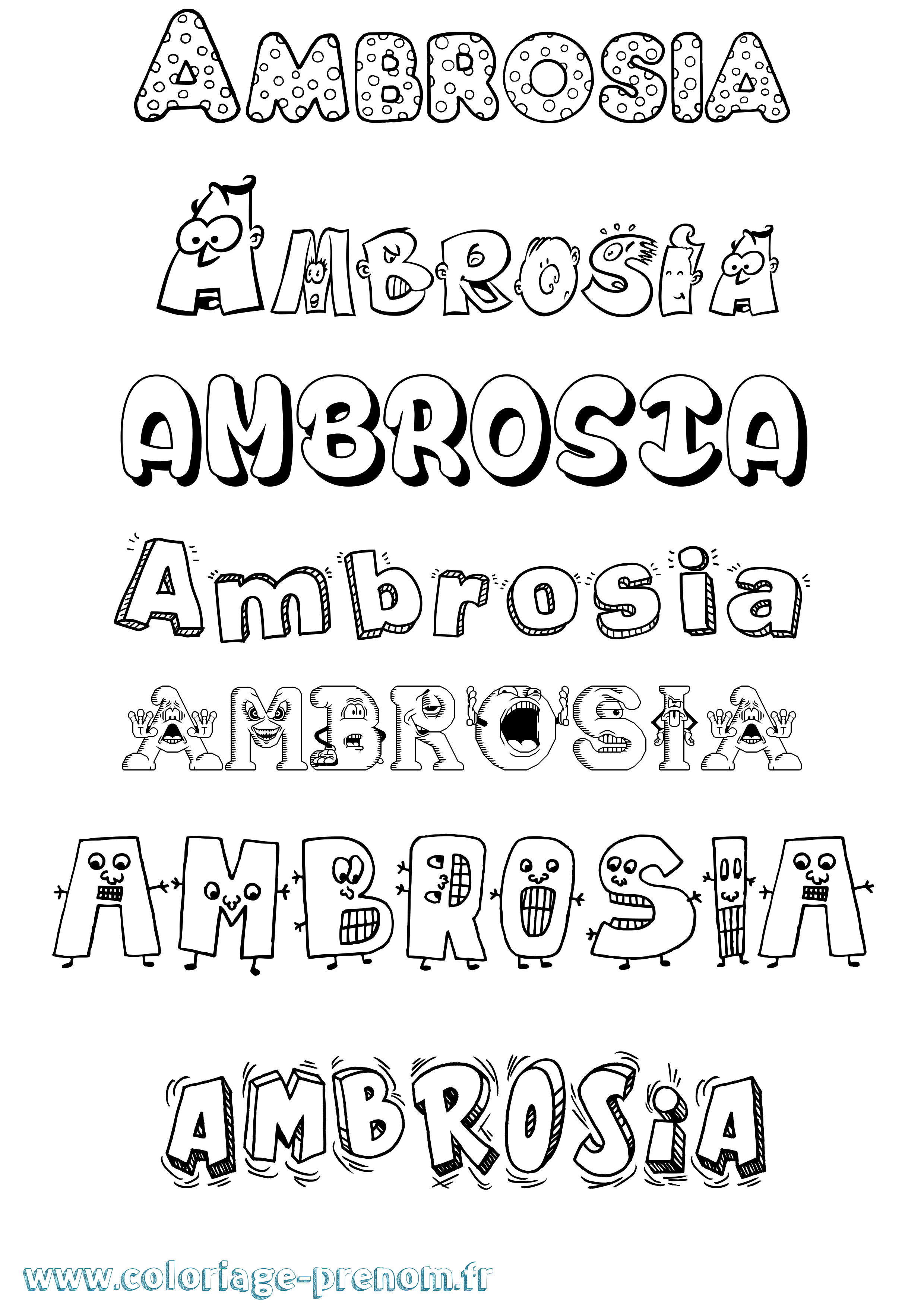 Coloriage Ambrosia Fun Coloriage prénom Ambrosia Fun