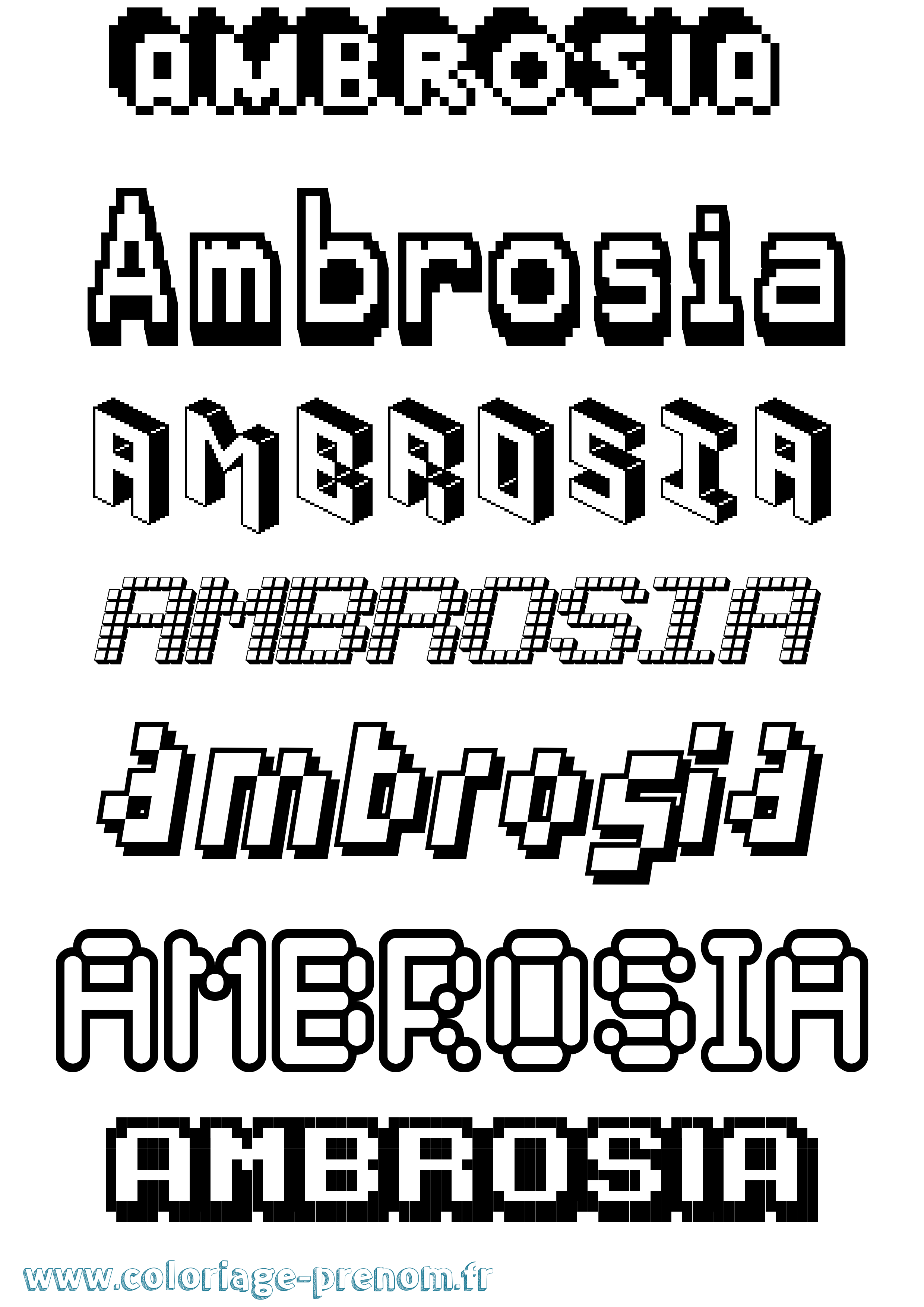 Coloriage prénom Ambrosia Pixel