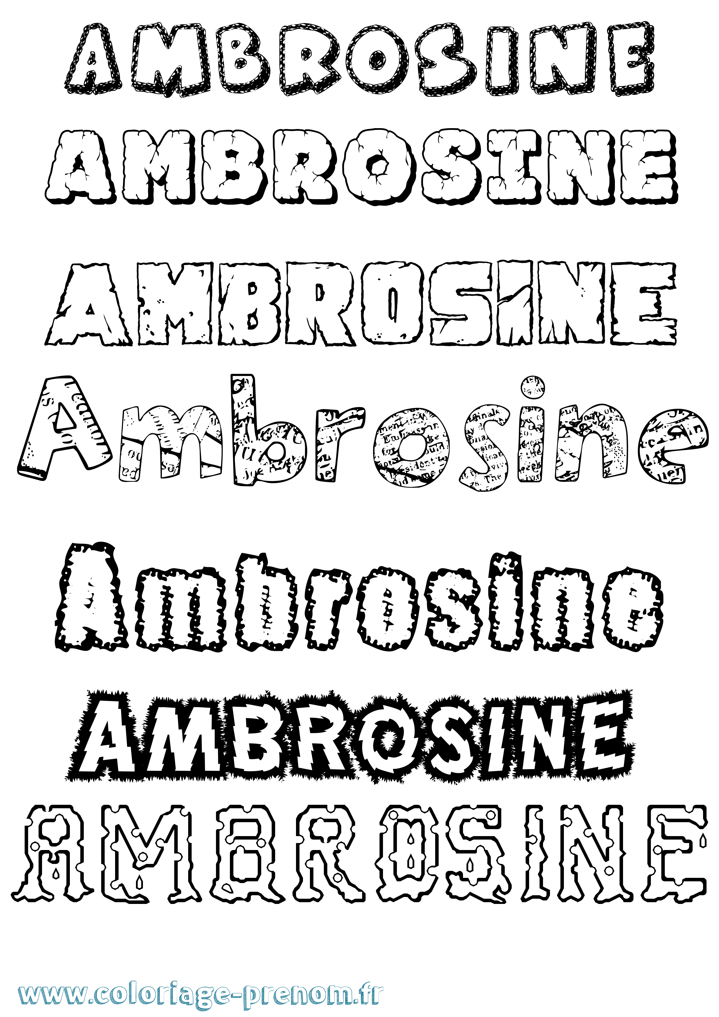 Coloriage prénom Ambrosine Destructuré