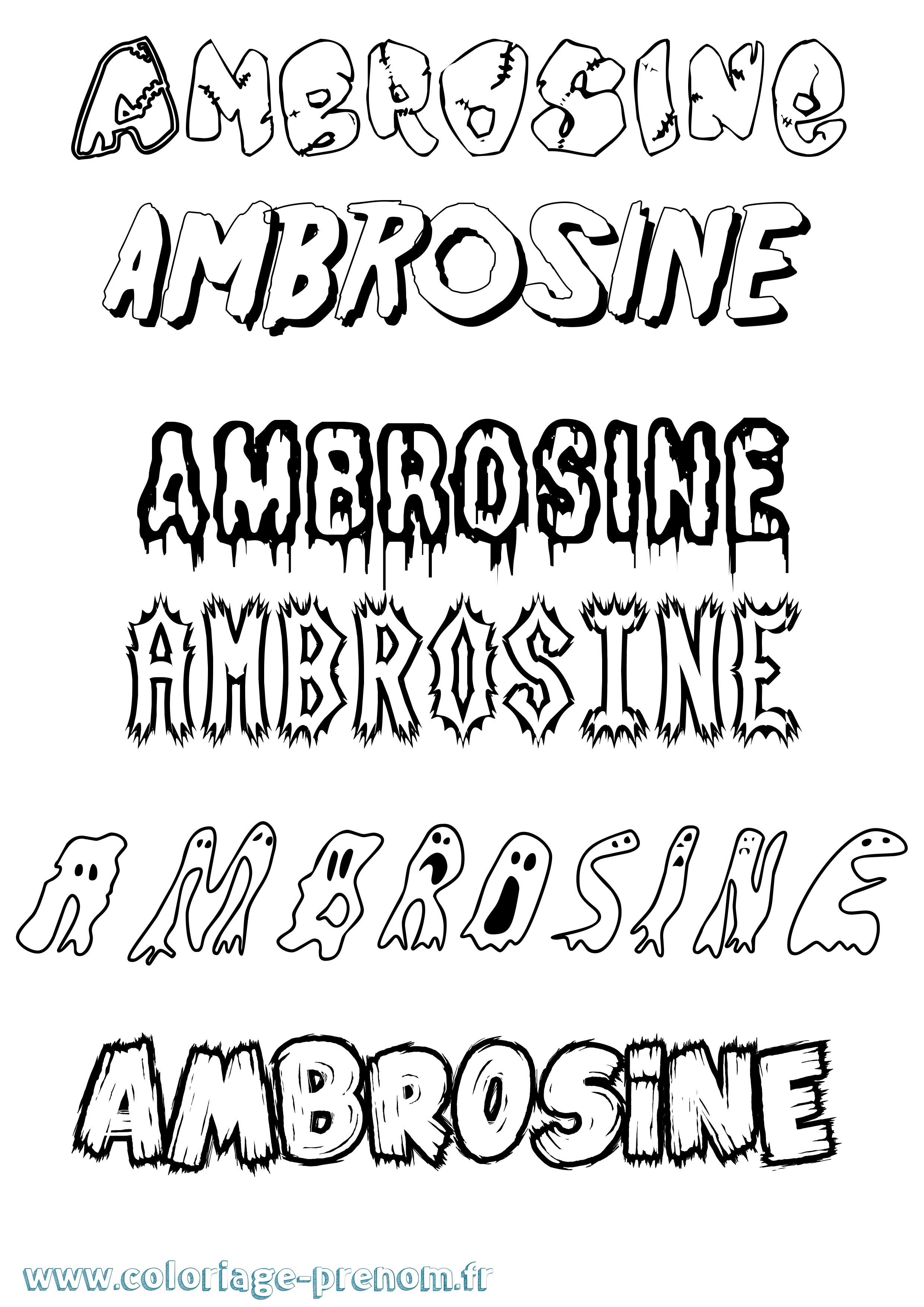 Coloriage prénom Ambrosine Frisson