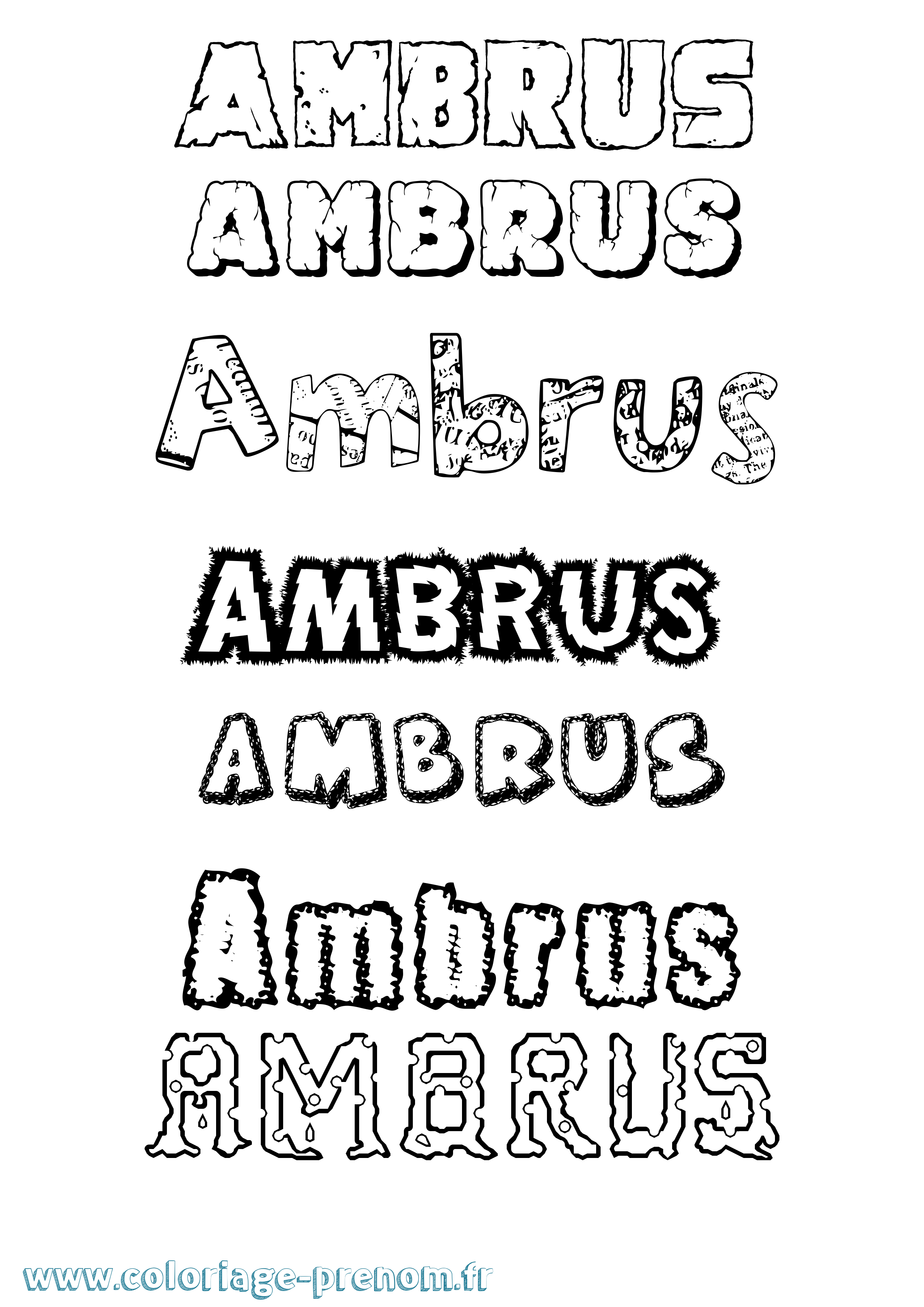 Coloriage Ambrus Destructuré Coloriage prénom Ambrus Destructuré