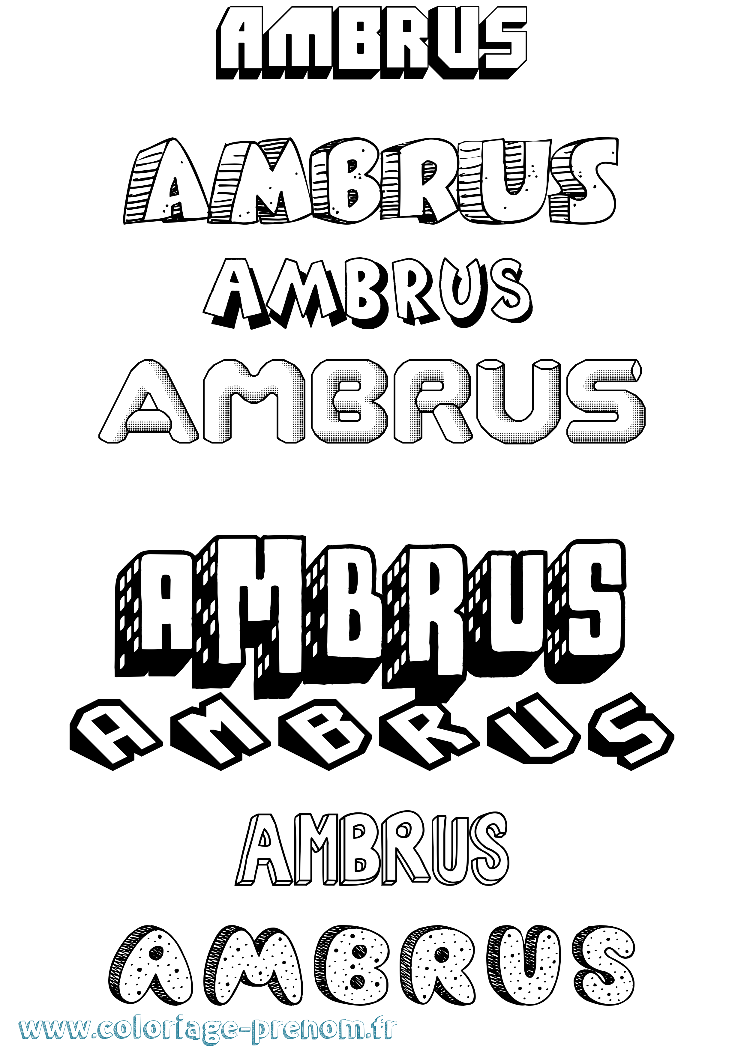 Coloriage Ambrus Effet 3D Coloriage prénom Ambrus Effet 3D