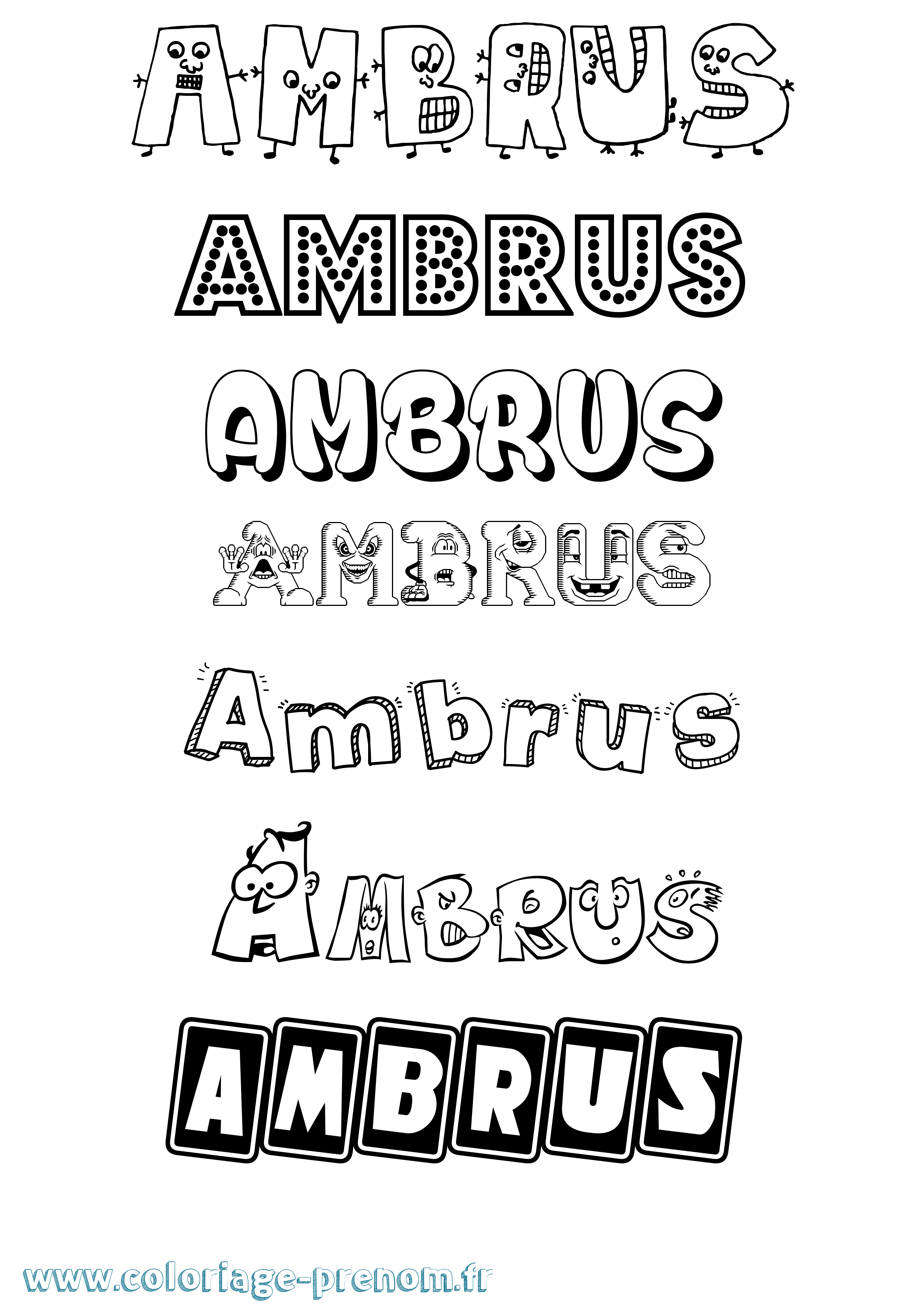 Coloriage Ambrus Fun Coloriage prénom Ambrus Fun